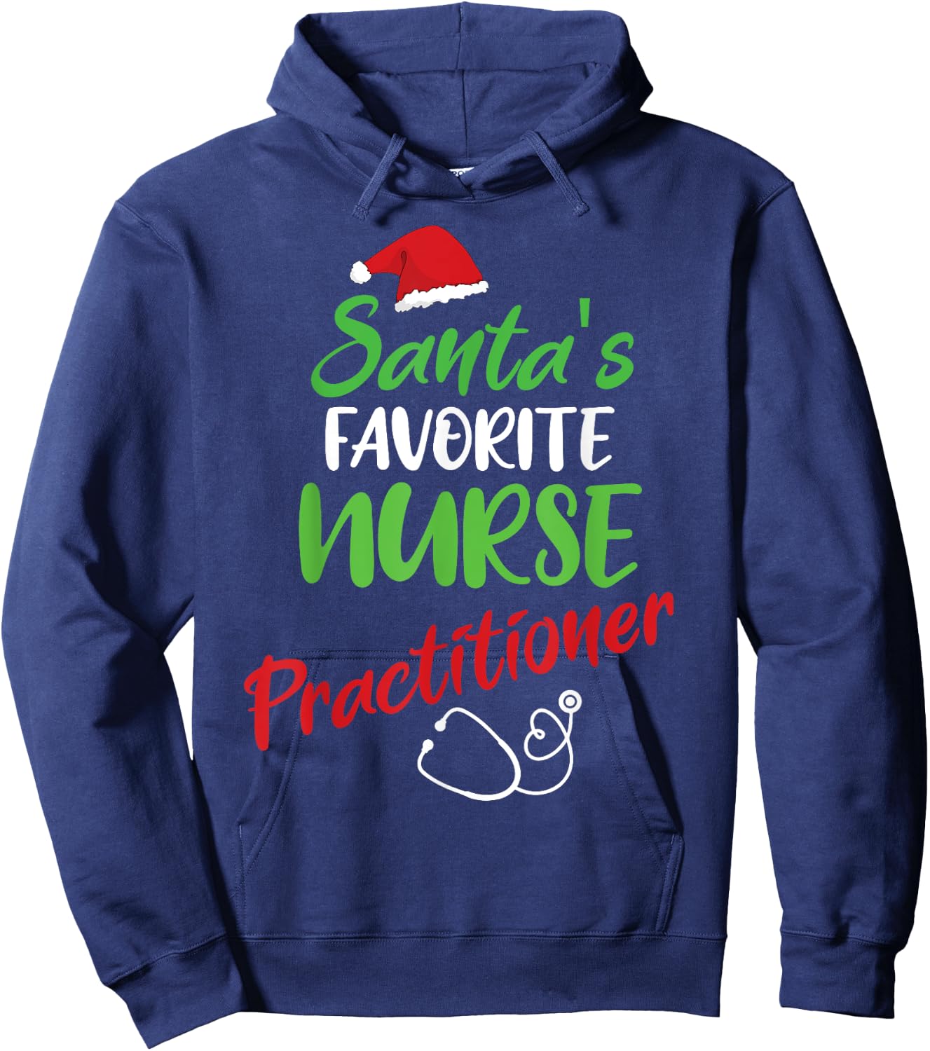 Santa's Favorite Nurse Practitioner Christmas Nursing Hoodie - Hoodie | Navy