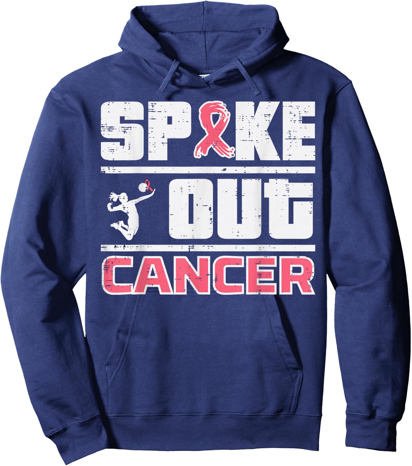 Spike Out Breast Cancer Volleyball Awareness Women Men Kids Hoodie - Hoodie | Navy
