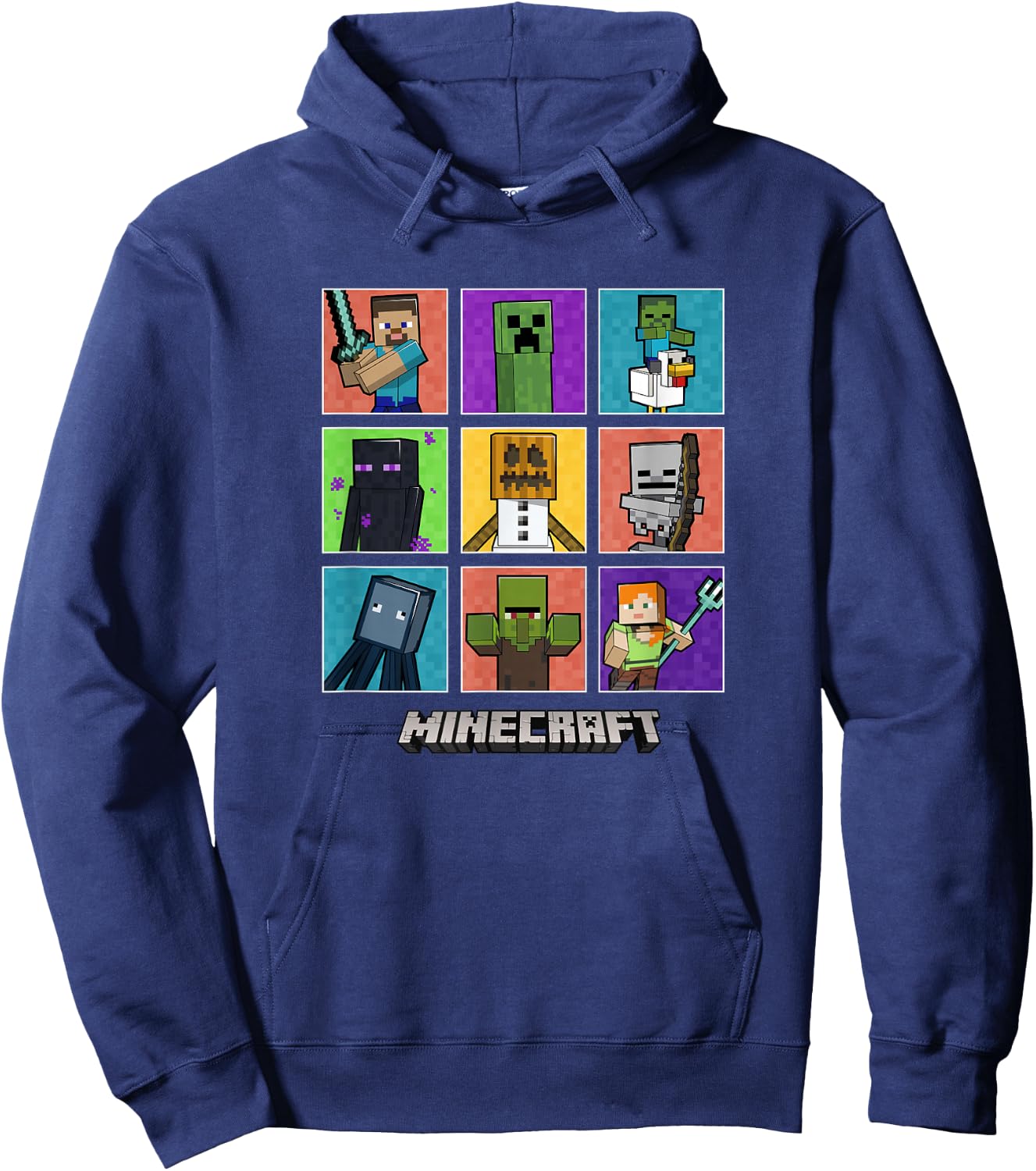 Minecraft Group Shot Colored Box Up Hoodie - Hoodie | Navy
