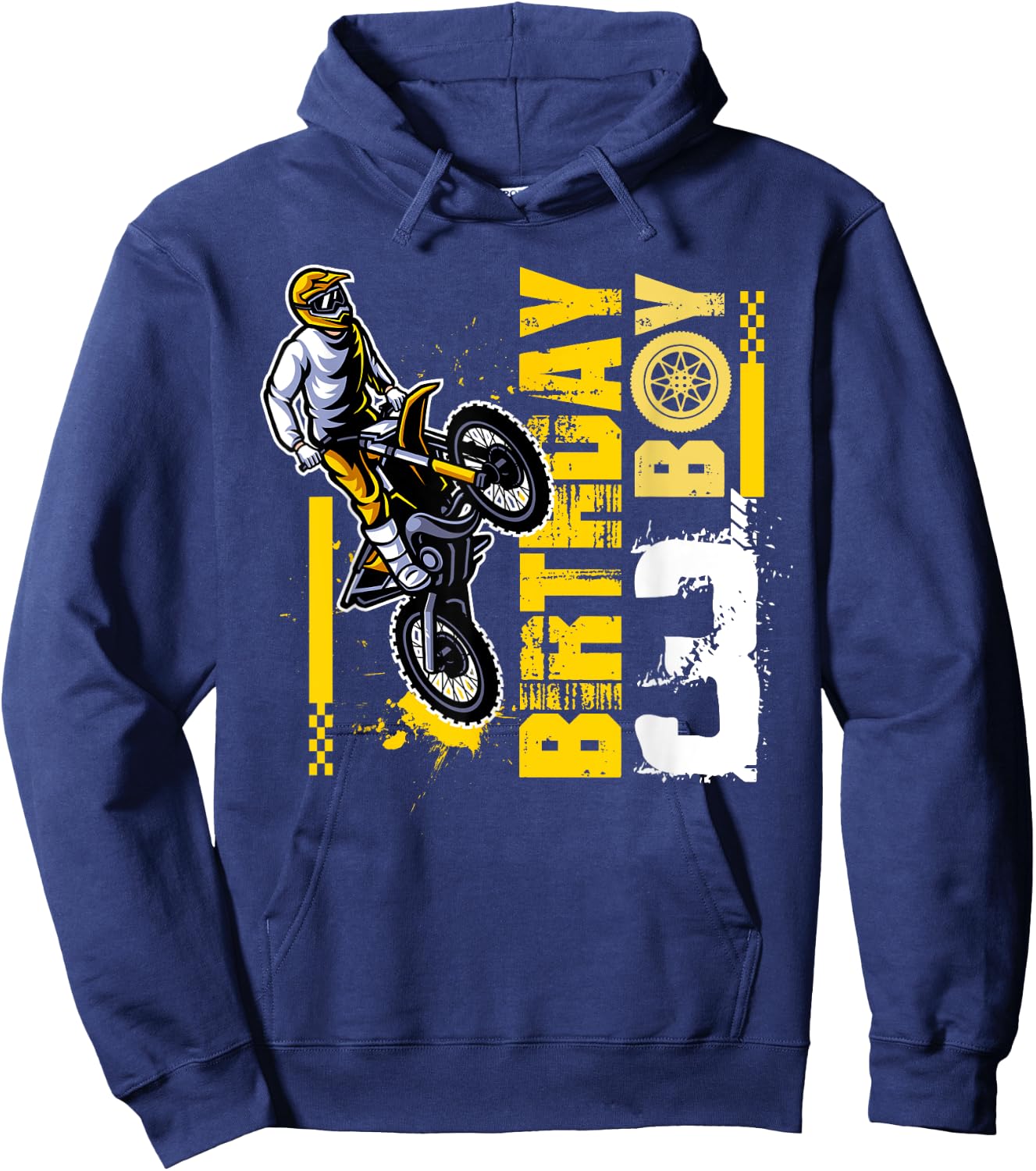 3 Year Old Dirt Bike Birthday Party Motocross MX 3rd Hoodie - Hoodie | Navy