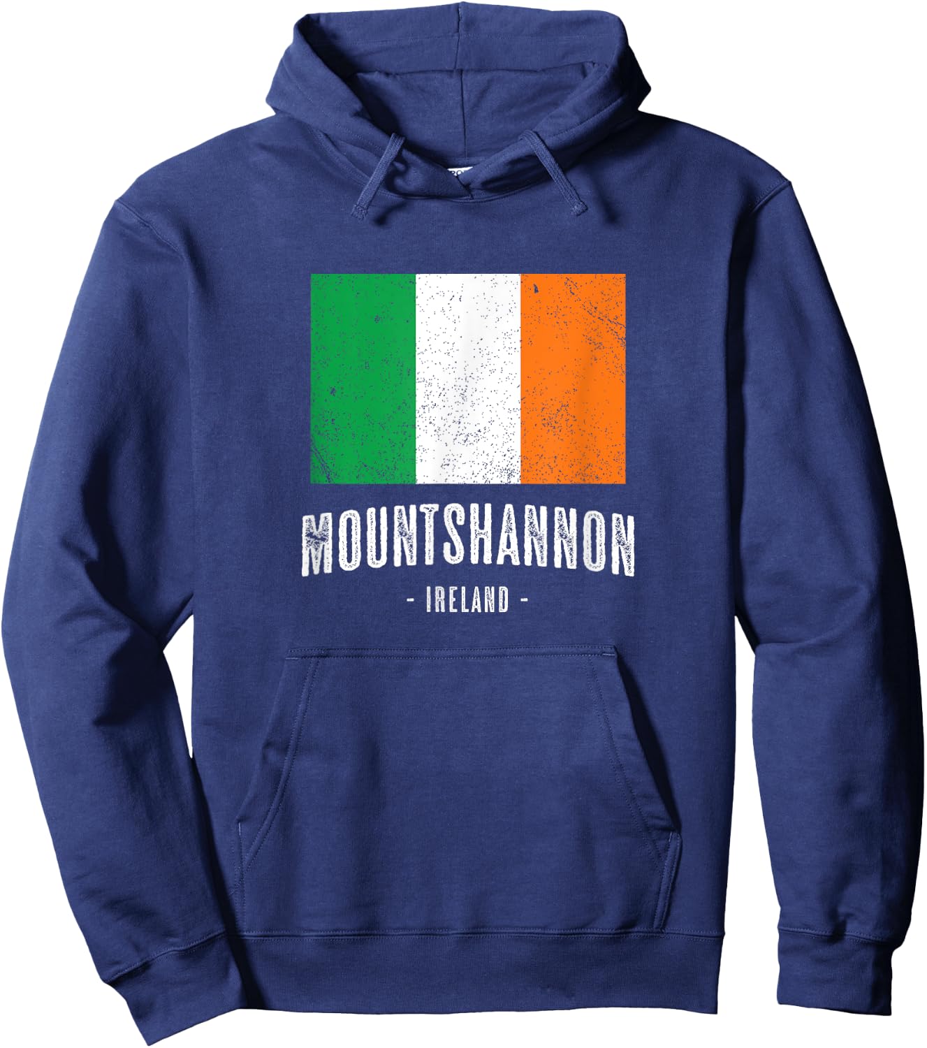 City of MOUNTSHANNON Ireland | Men Women Kids - Irish Flag Hoodie - Hoodie | Navy