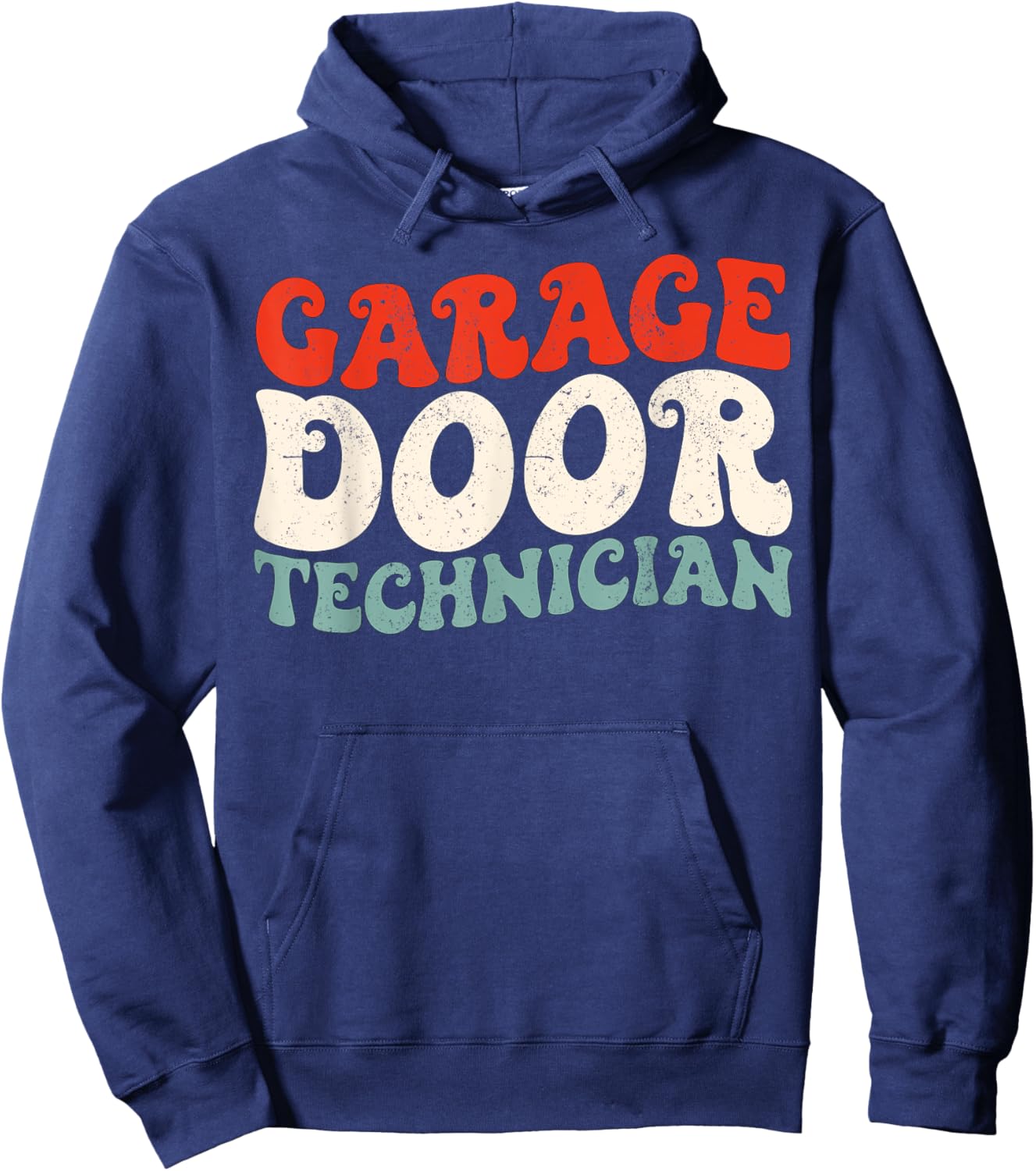 Retro Groovy Garage Door Repair Technician Hoodie - Hoodie | Navy