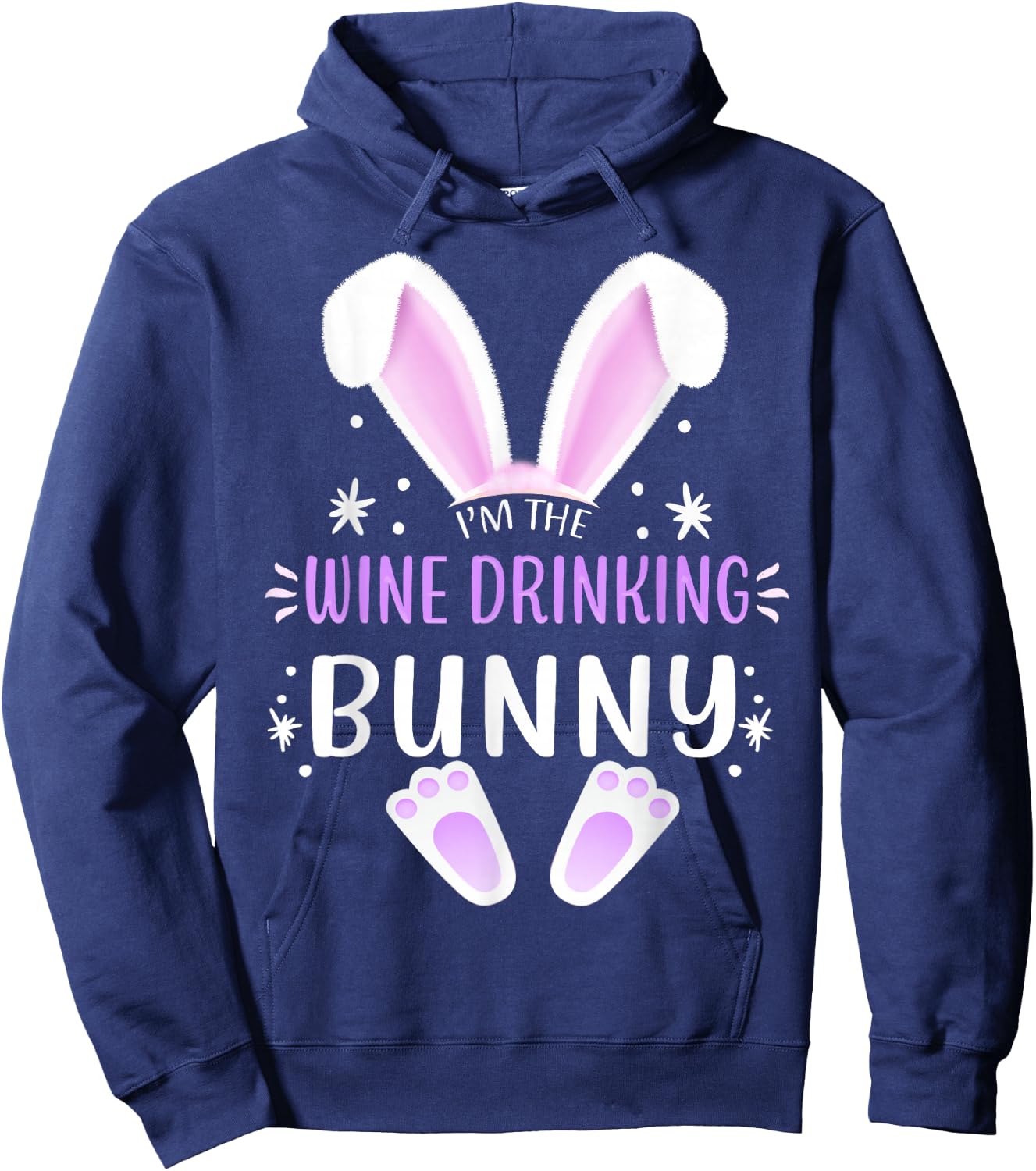 I'm The Wine Drinking Bunny Easter Day Family Matching Style Hoodie - Hoodie | Navy