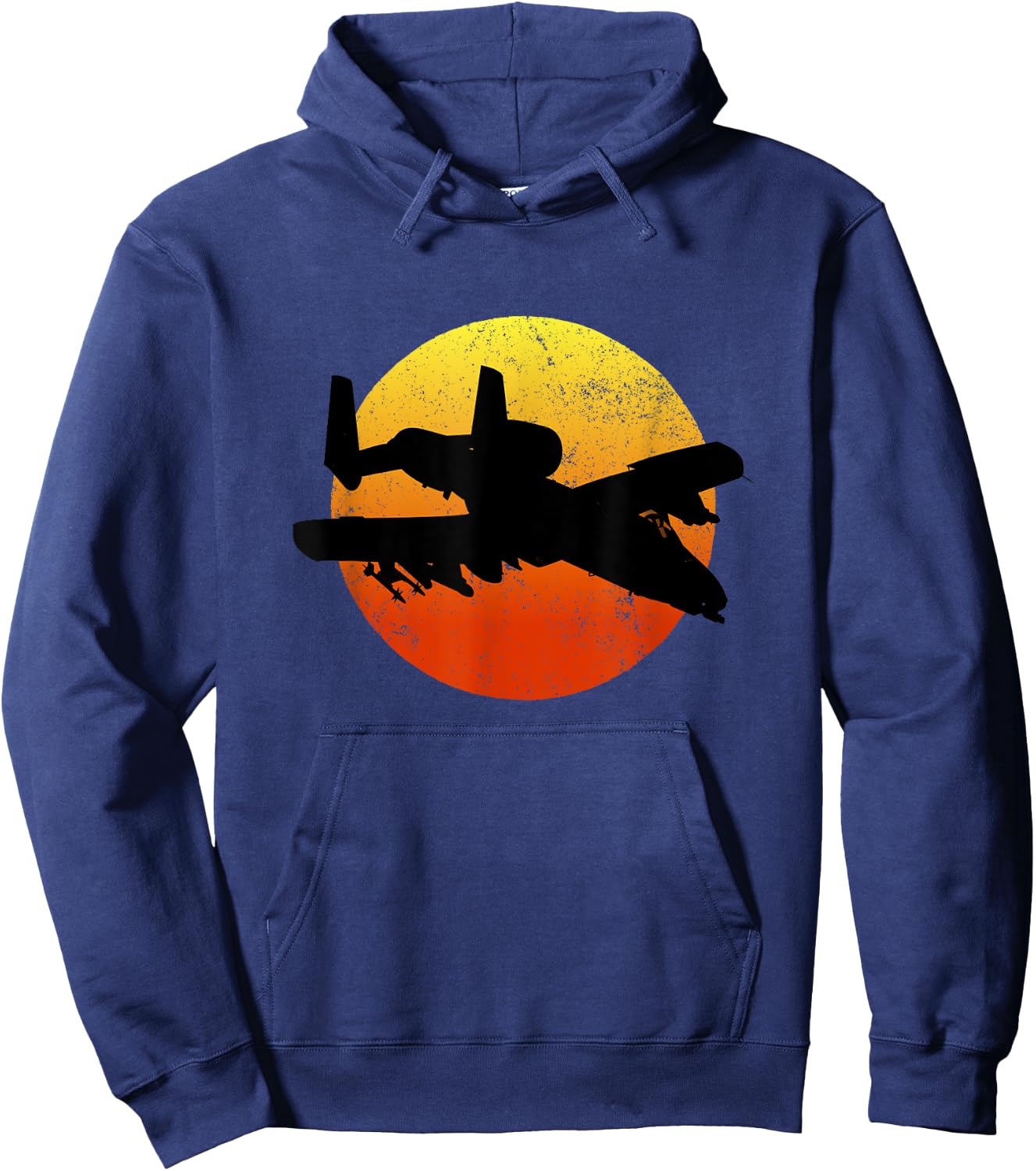 A-10 Warthog Silhouette Sunset Thunderbird Tank Buster A10 Hoodie - Hoodie | Navy