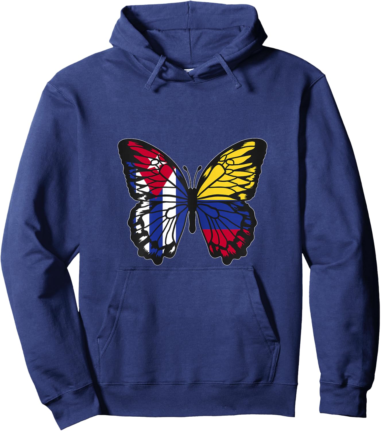 Cuba and Colombia Mix Butterfly Half Cuban half Colombian Hoodie - Hoodie | Navy