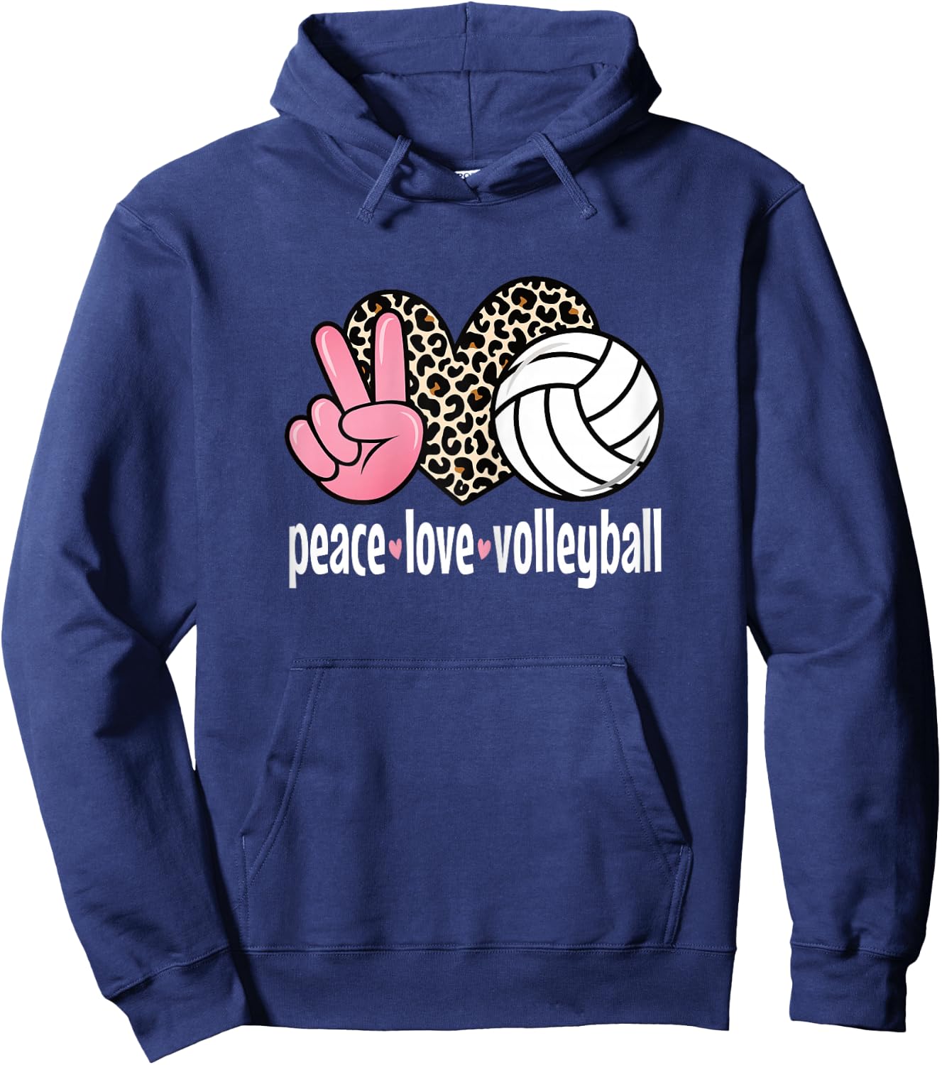 Peace Love Volleyball Cute Volleyball Women Girls Kids Hoodie - Hoodie | Navy