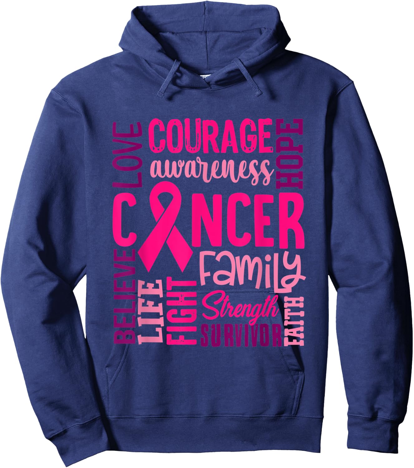 Pink Breast Cancer Awareness Survivor Supporter Hoodie - Hoodie | Navy