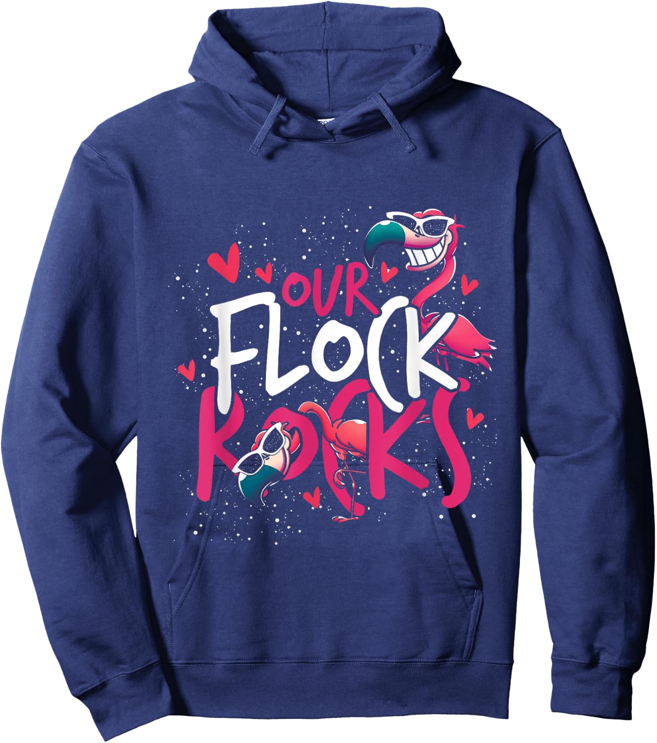 Our Flock Rocks Flamingo Hoodie - Hoodie | Navy