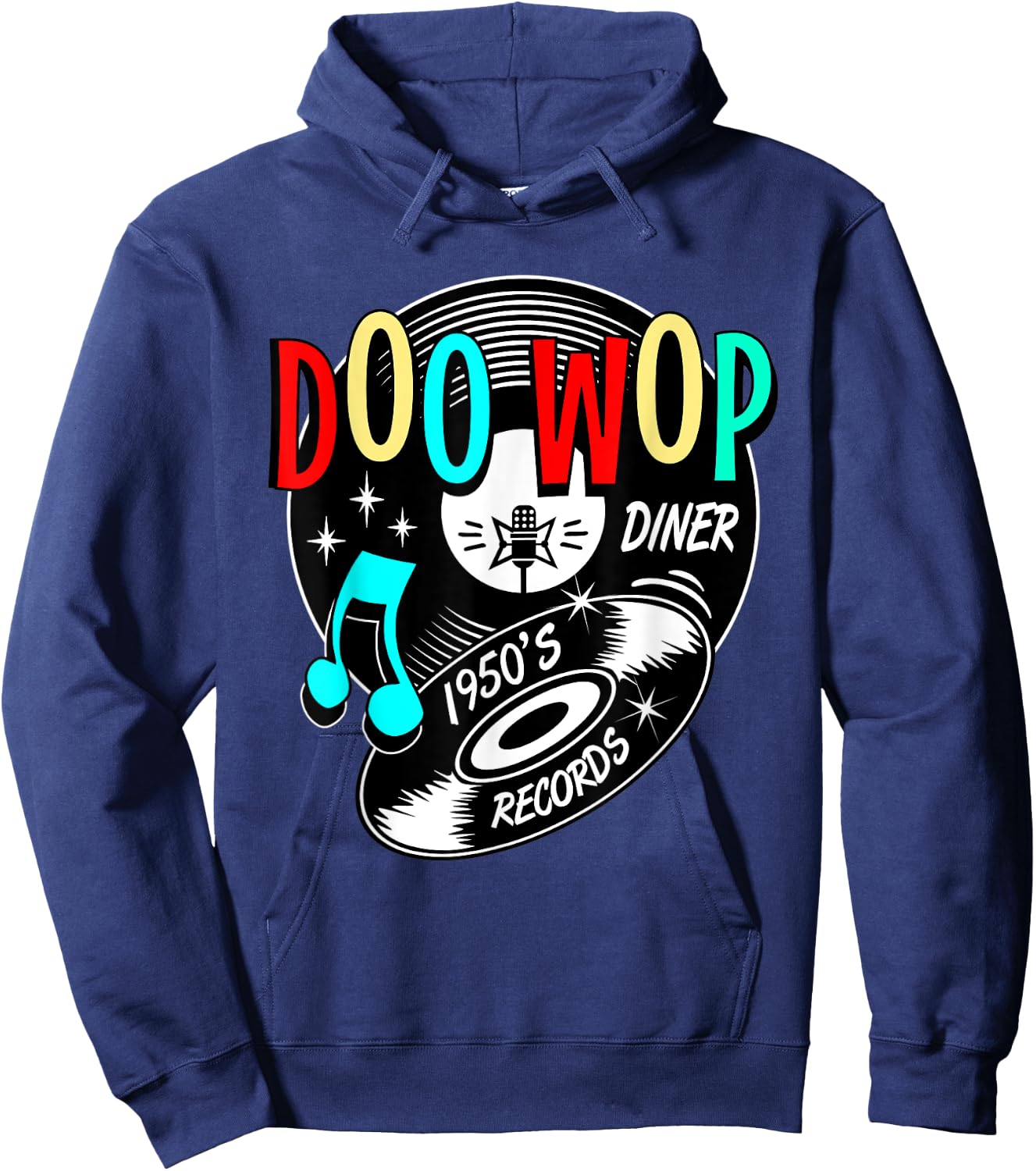 Doo Wop Gifts Retro 1950s Sock Hop Rock N Roll Rockabilly Hoodie - Hoodie | Navy
