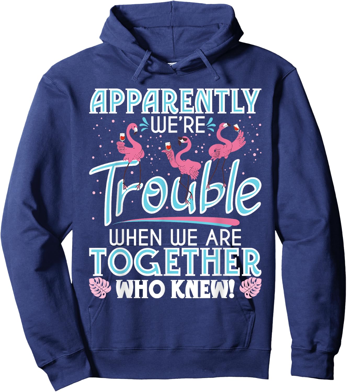 Apparently We're Trouble - Funny Flamingo Lover Zoo Animal Hoodie - Hoodie | Navy