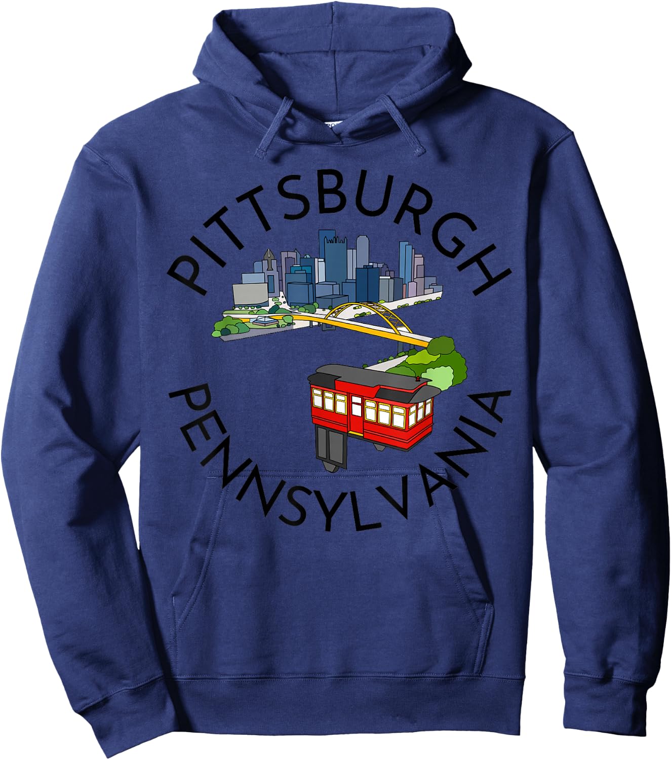 Pittsburgh Pennsylvania Steel City Skyline Bridge 412 Hoodie - Hoodie | Navy