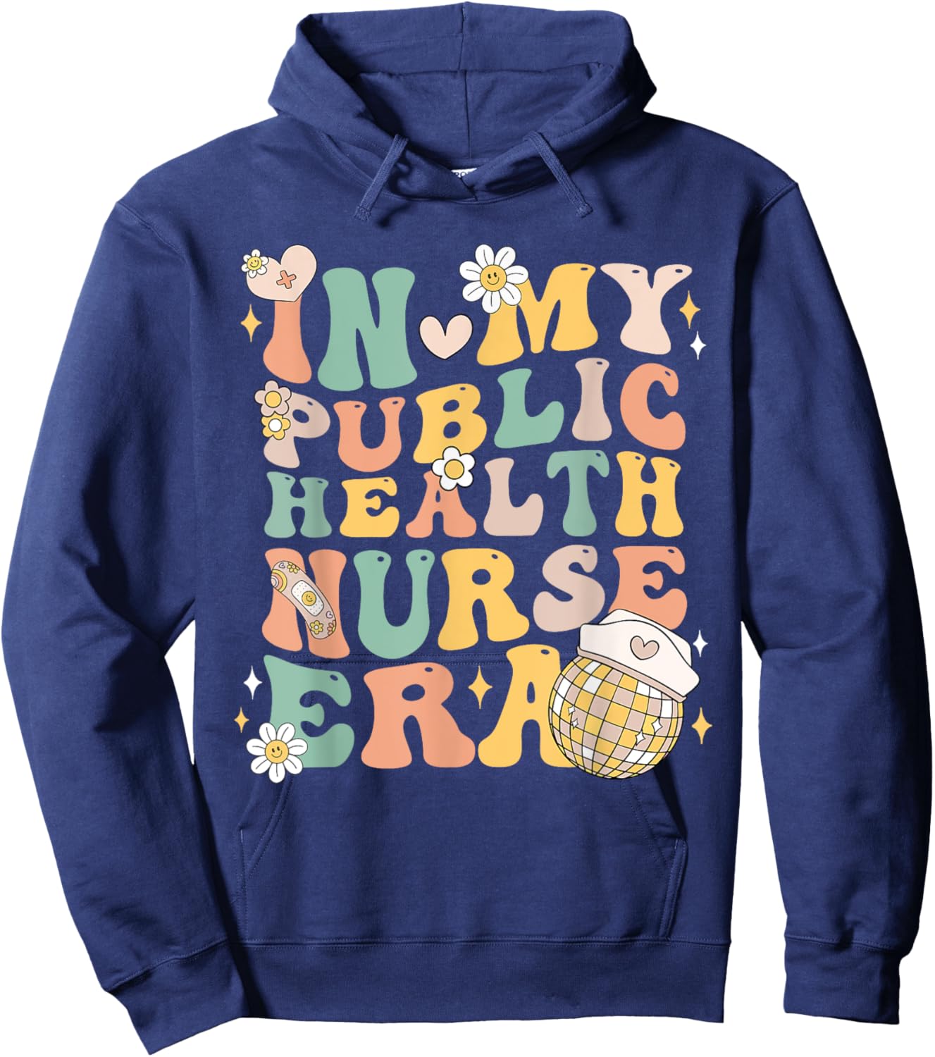 In My Public Health Nurse Era Groovy Public Health Nursing Hoodie - Hoodie | Navy