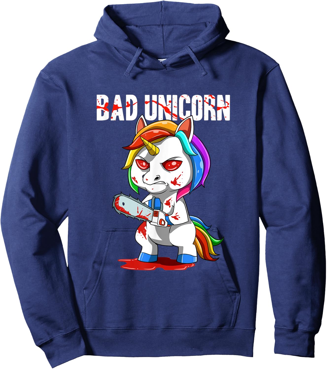 Sarcastic Bad Unicorn Chainsaw Hoodie - Hoodie | Navy