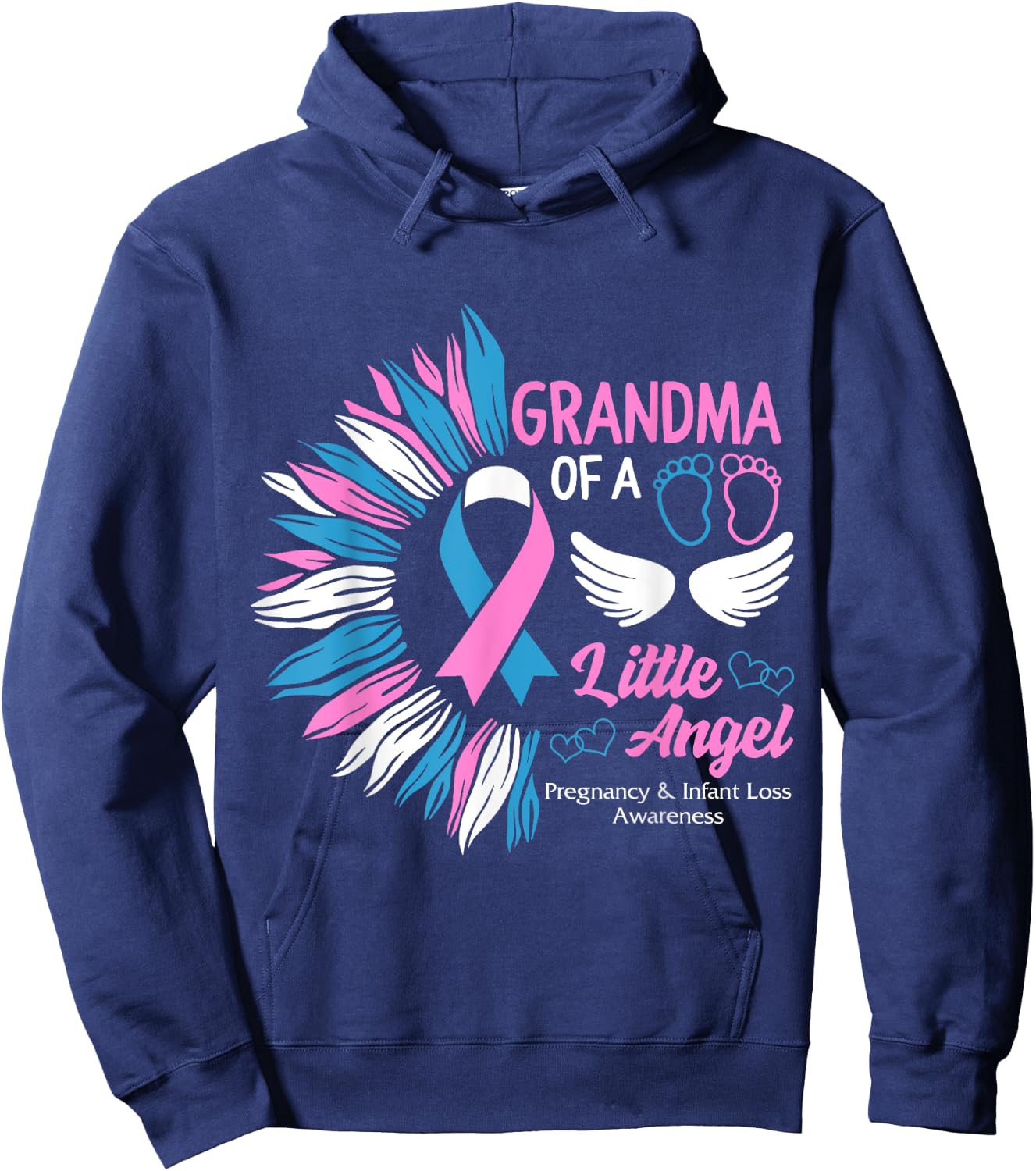 Grandma Of Little Angel Pregnancy Infant Loss Awareness Mom Hoodie - Hoodie | Navy