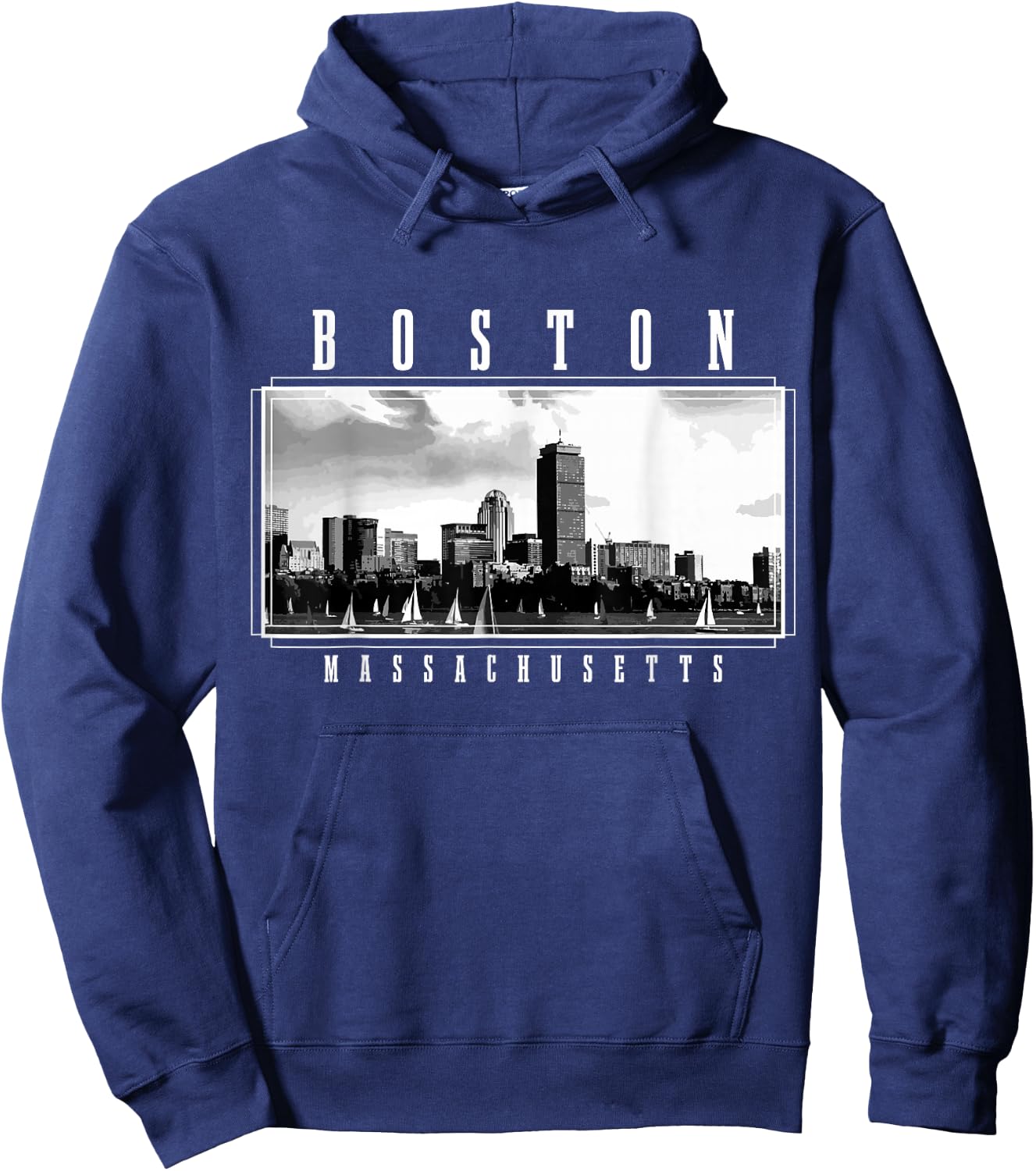 Boston Skyline Massachusetts Pride Vintage Boston Hoodie - Hoodie | Navy