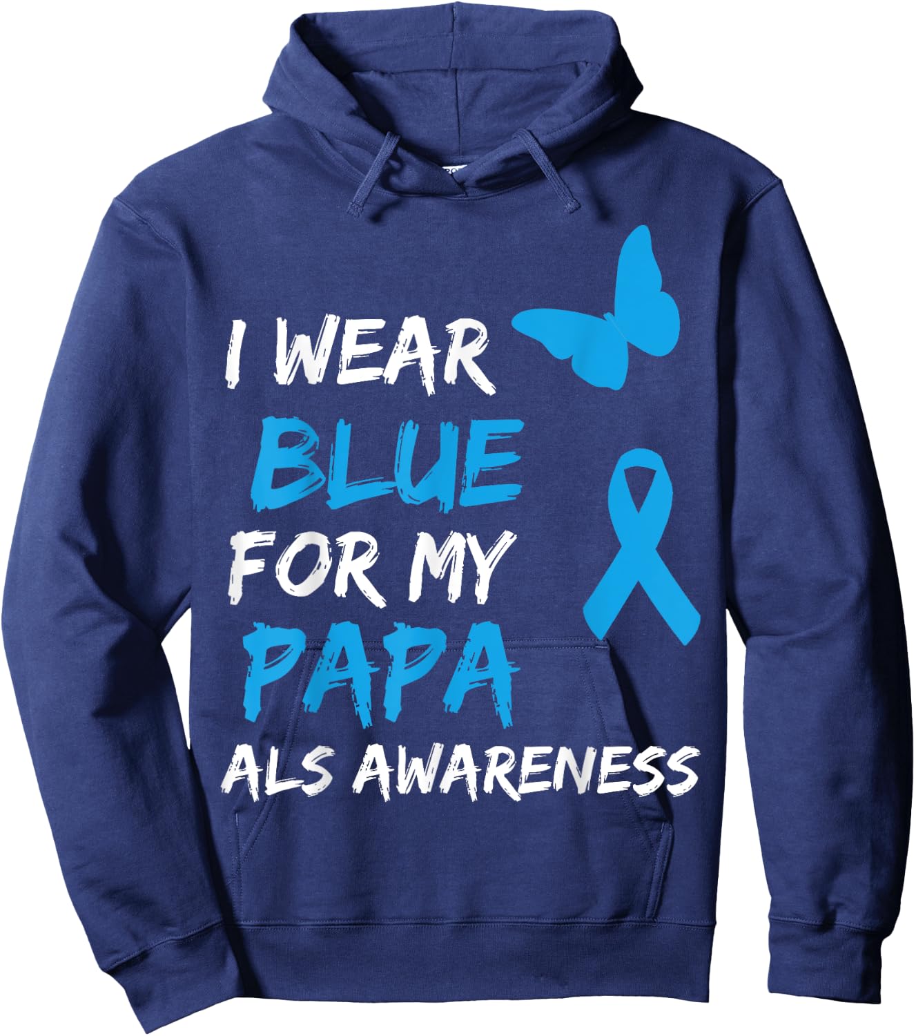 ALS Awareness I Wear Blue For My Papa Ribbon Hoodie - Hoodie | Navy