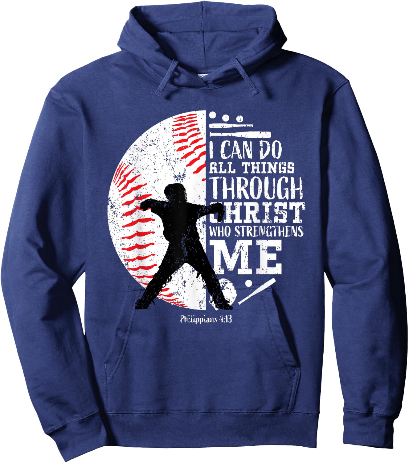 Baseball Catcher Gifts Players Teen Boys Kids Cool Christian Hoodie - Hoodie | Navy