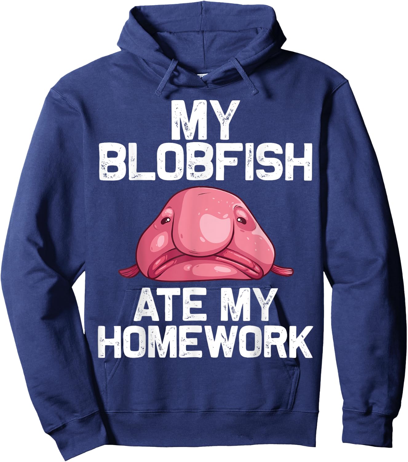 Funny Blobfish Gift Kids Boys Girls Stuffed Sea Animal Lover Hoodie - Hoodie | Navy