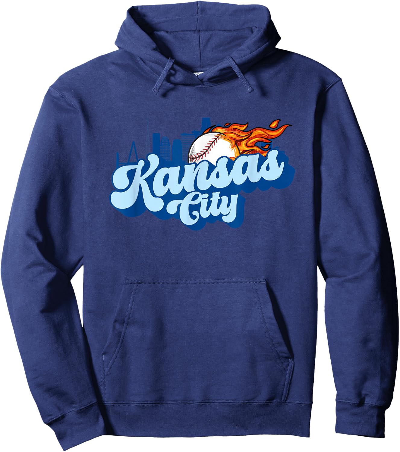 Kansas City Baseball Vintage City Skyline Baseball Lover Hoodie - Hoodie | Navy
