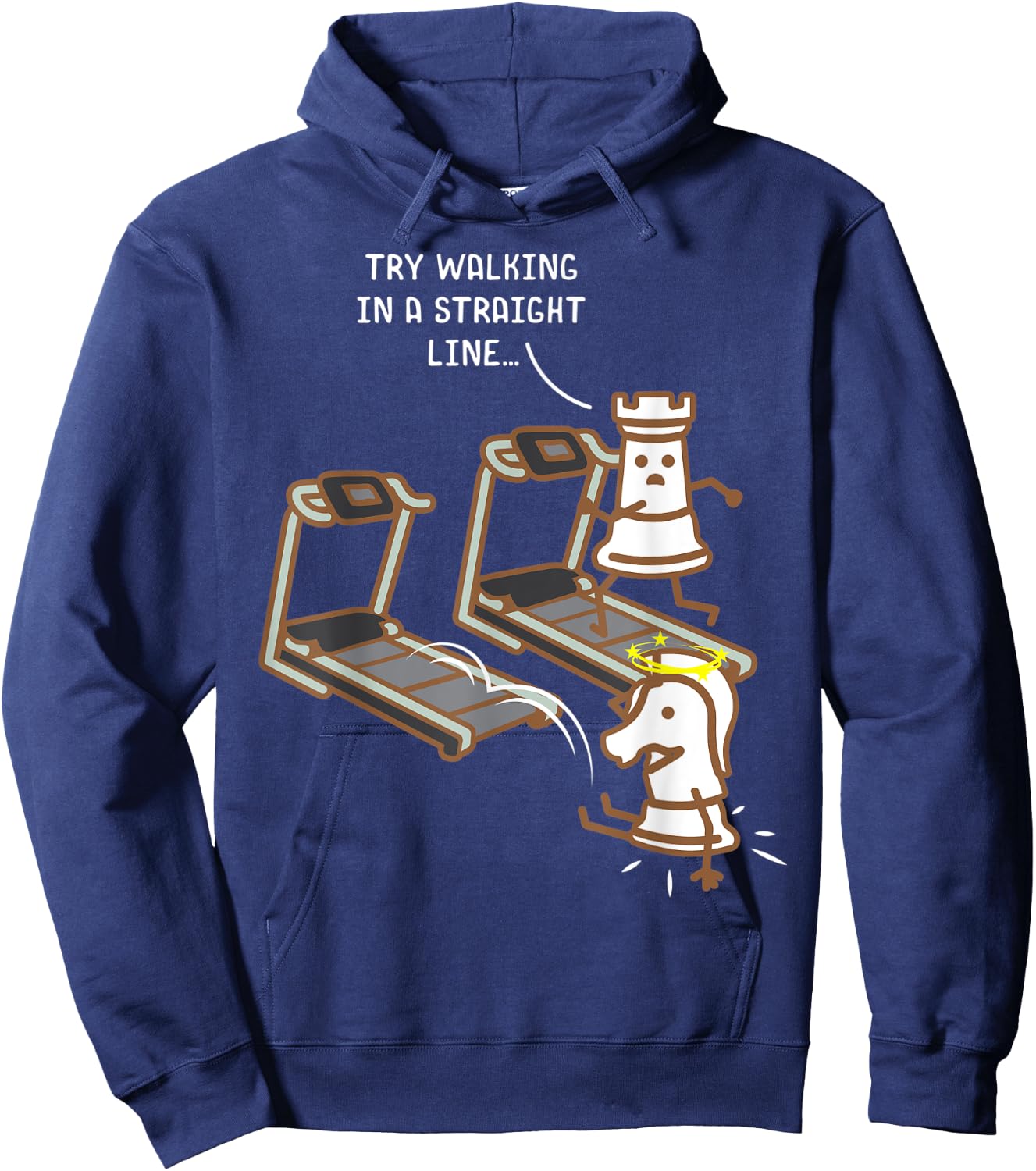 Chess Pieces On A Treadmill Funny Chess Lover Fitness Gift Hoodie - Hoodie | Navy