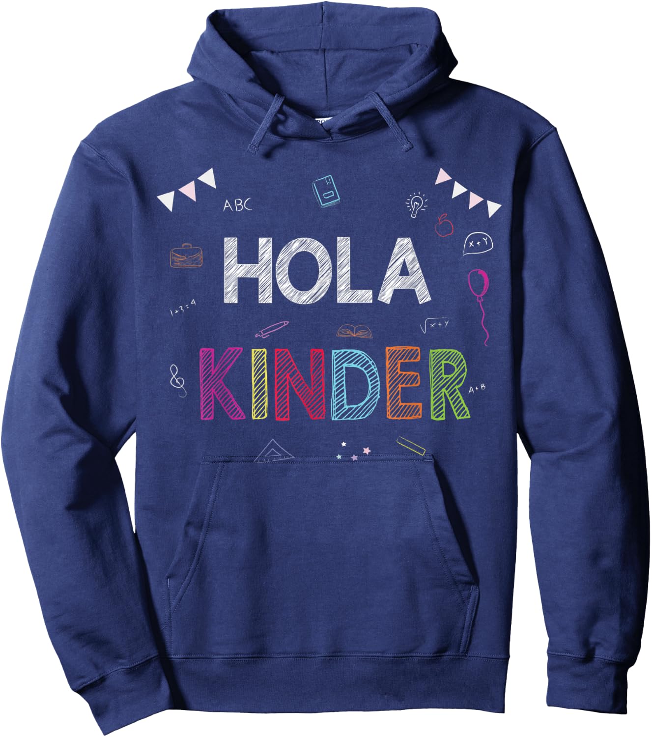 Hola Kinder Spanish back to school Gift Hoodie - Hoodie | Navy
