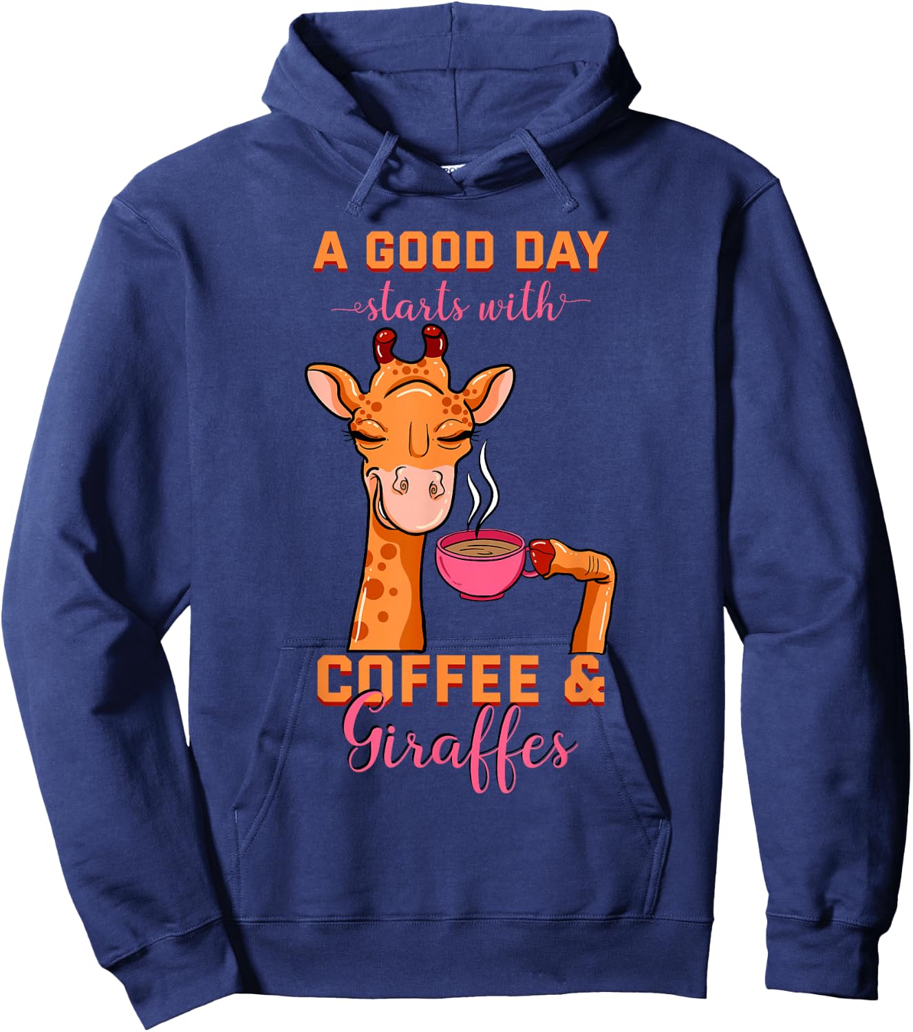 Coffee Giraffe Mug Animal Cappuccino Espresso Beans Gift Hoodie - Hoodie | Navy