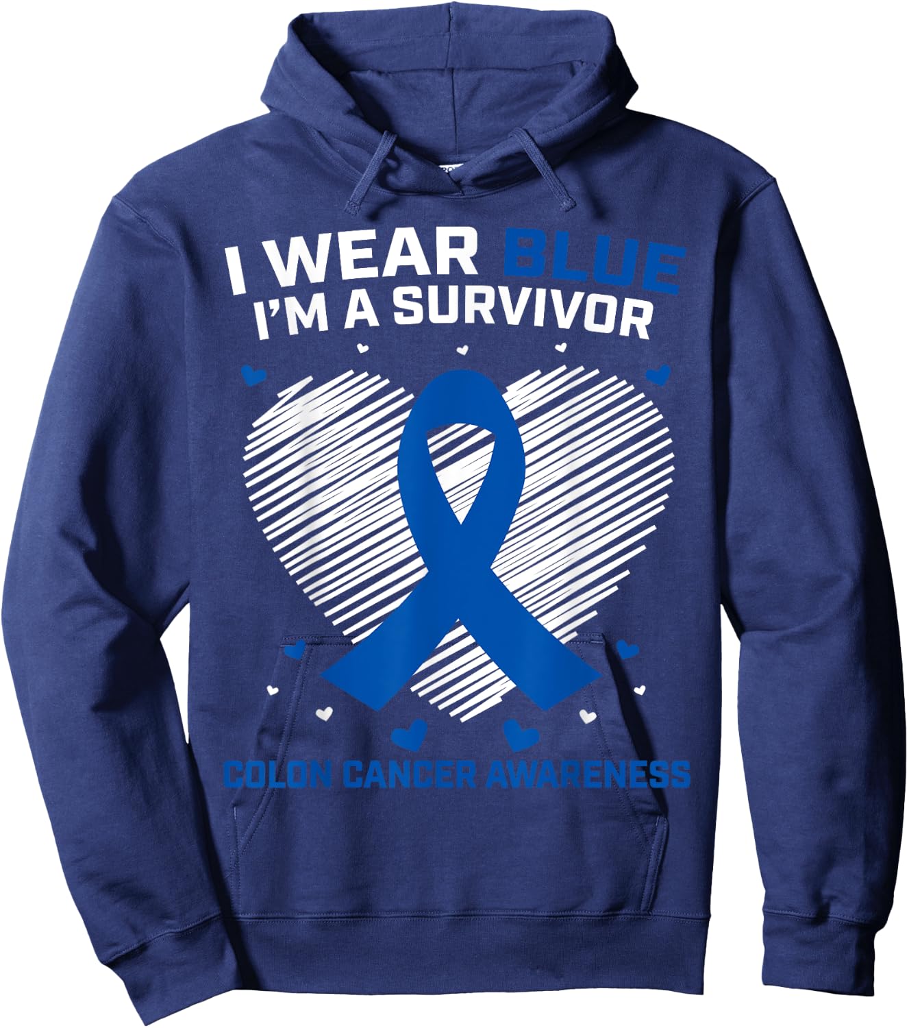 I Wear Blue Colon Cancer Survivor Gifts Products Awareness Hoodie - Hoodie | Navy