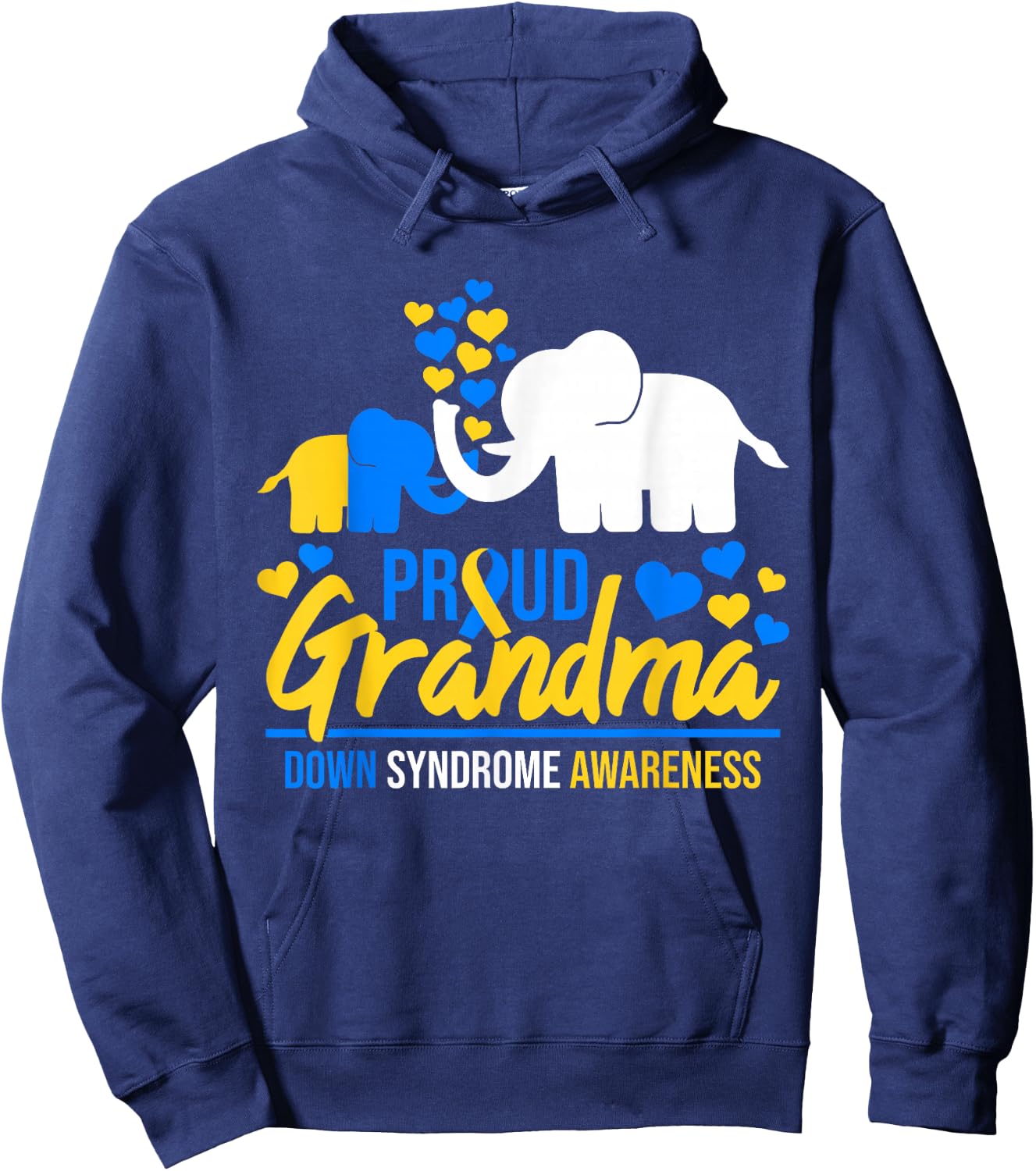 Proud Grandma World Down Syndrome Awareness Day Elephant T21 Hoodie - Hoodie | Navy