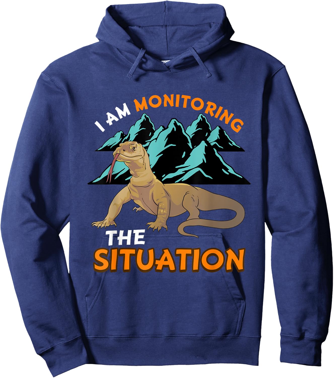 Funny Pet Monitor Lizard Graphic Humor Graphic Reptile Hoodie - Hoodie | Navy