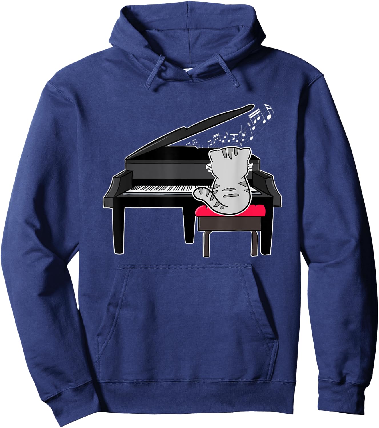 Piano Player Pianist Musical Cat Lover Kitty Owner Meow Hoodie - Hoodie | Navy