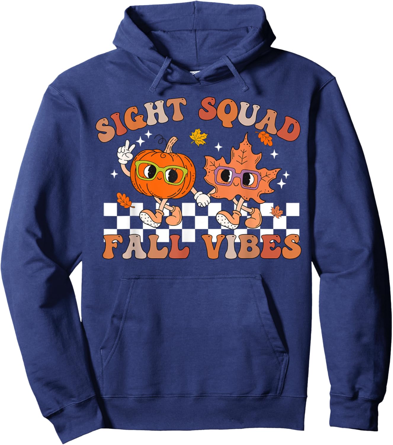Sight Squad Fall Vibes Pumpkin Fall Leaf Autumn Optometry Hoodie - Hoodie | Navy