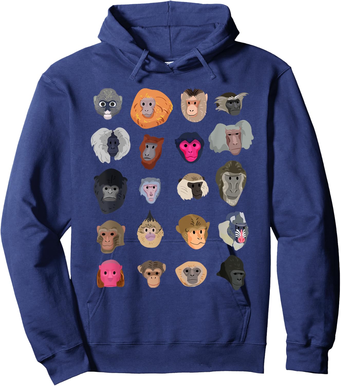Funny Monkey Art Women Kids Zoo Animal Monkey Lovers Hoodie - Hoodie | Navy