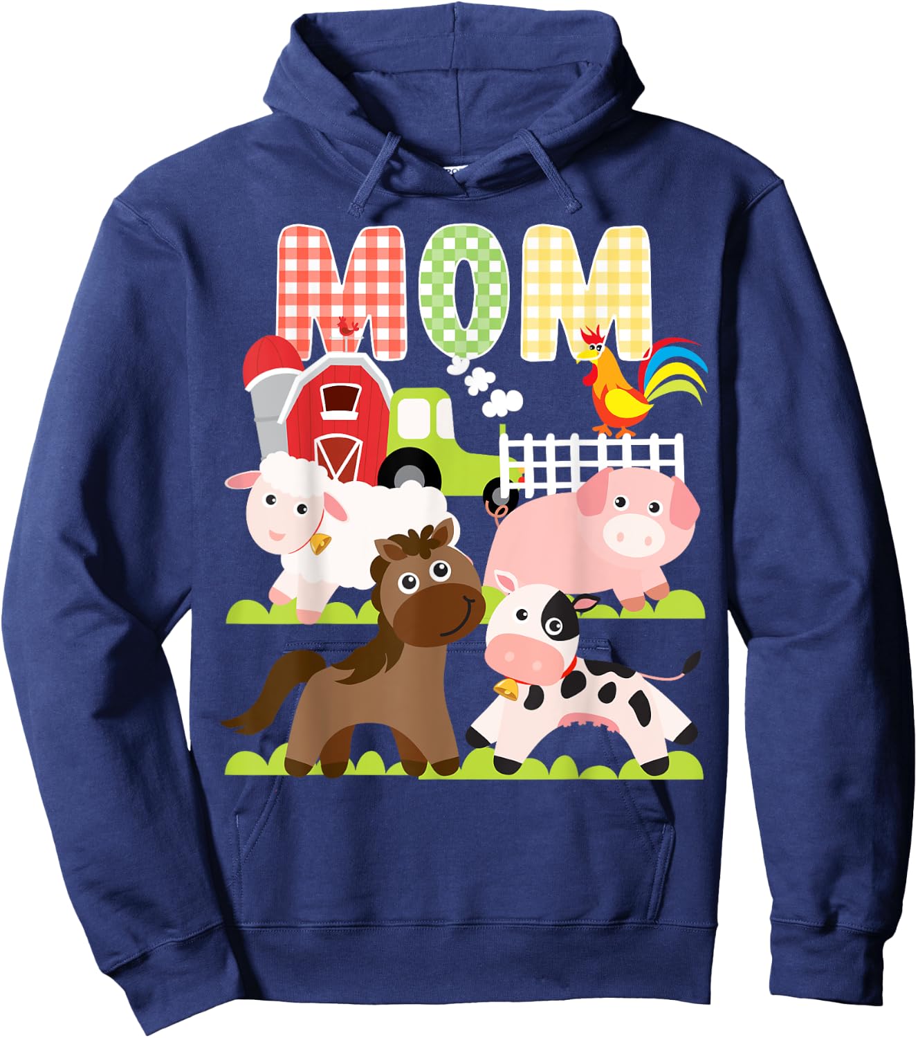 Mom Birthday Crew Barnyard Farm Animals Bday Party Hoodie - Hoodie | Navy