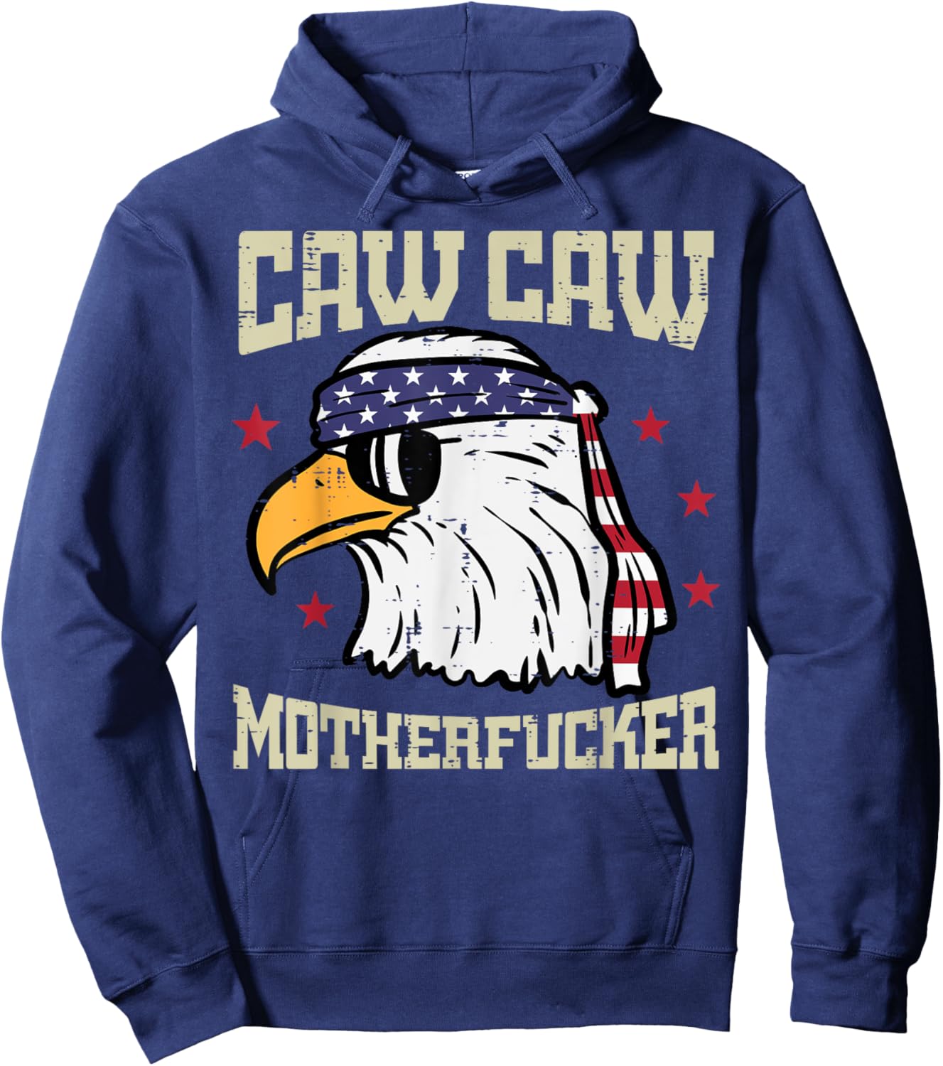 4th Of July Bald Eagle Caw Caw Funny Patriotic Men Women Hoodie - Hoodie | Navy
