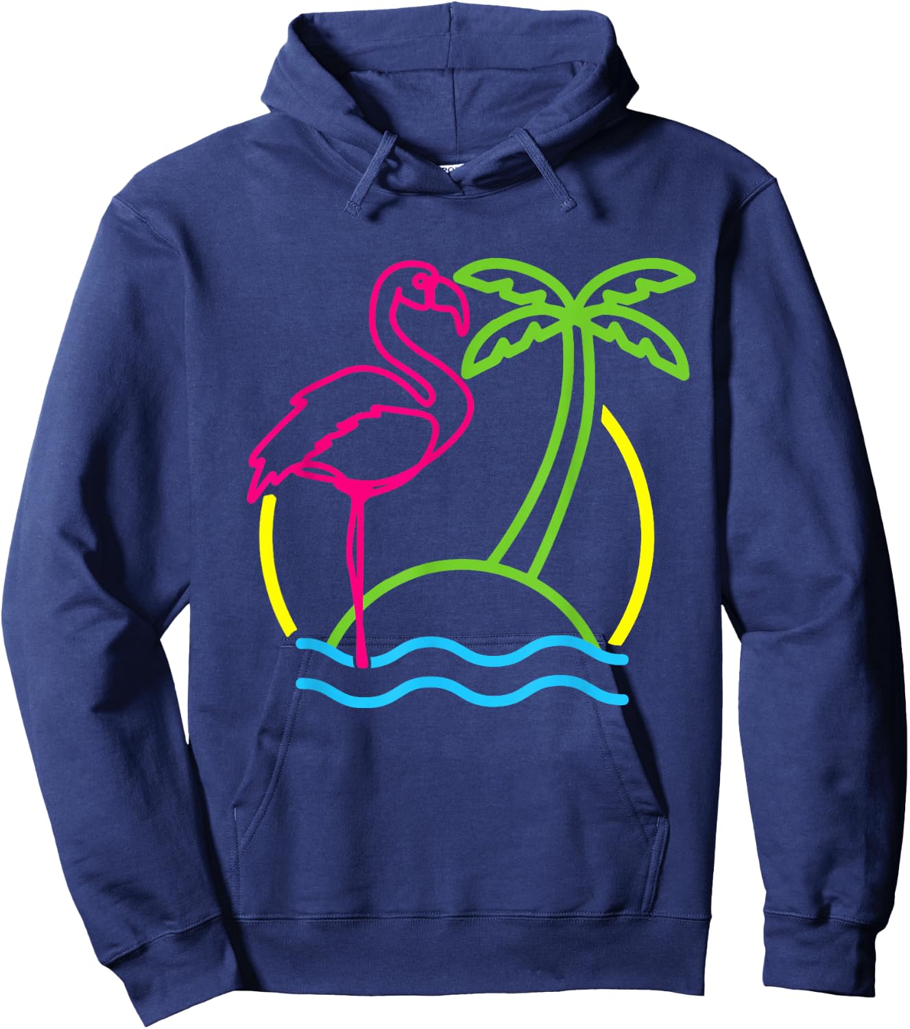 Flamingo Retro 80s Beach Vintage Party Miami Flamingo Lover Hoodie - Hoodie | Navy