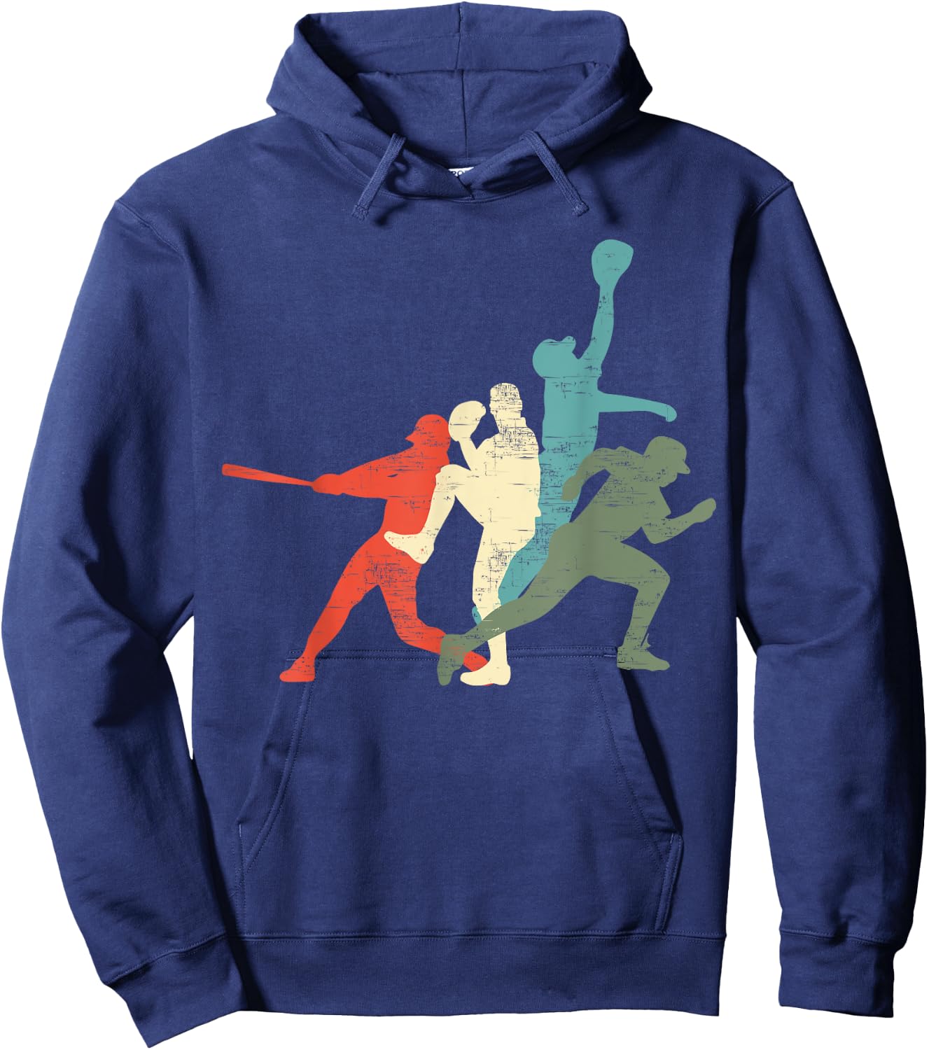 Baseball Vintage | Retro Catcher Pitcher Batter Hoodie - Hoodie | Navy