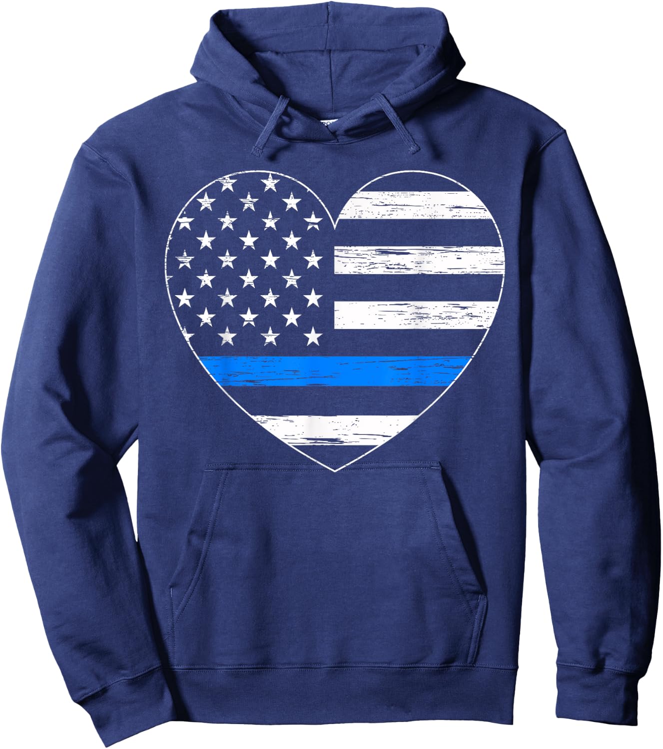 Thin Blue Line USA Flag Law Enforcement Police Cop Policeman Hoodie - Hoodie | Navy