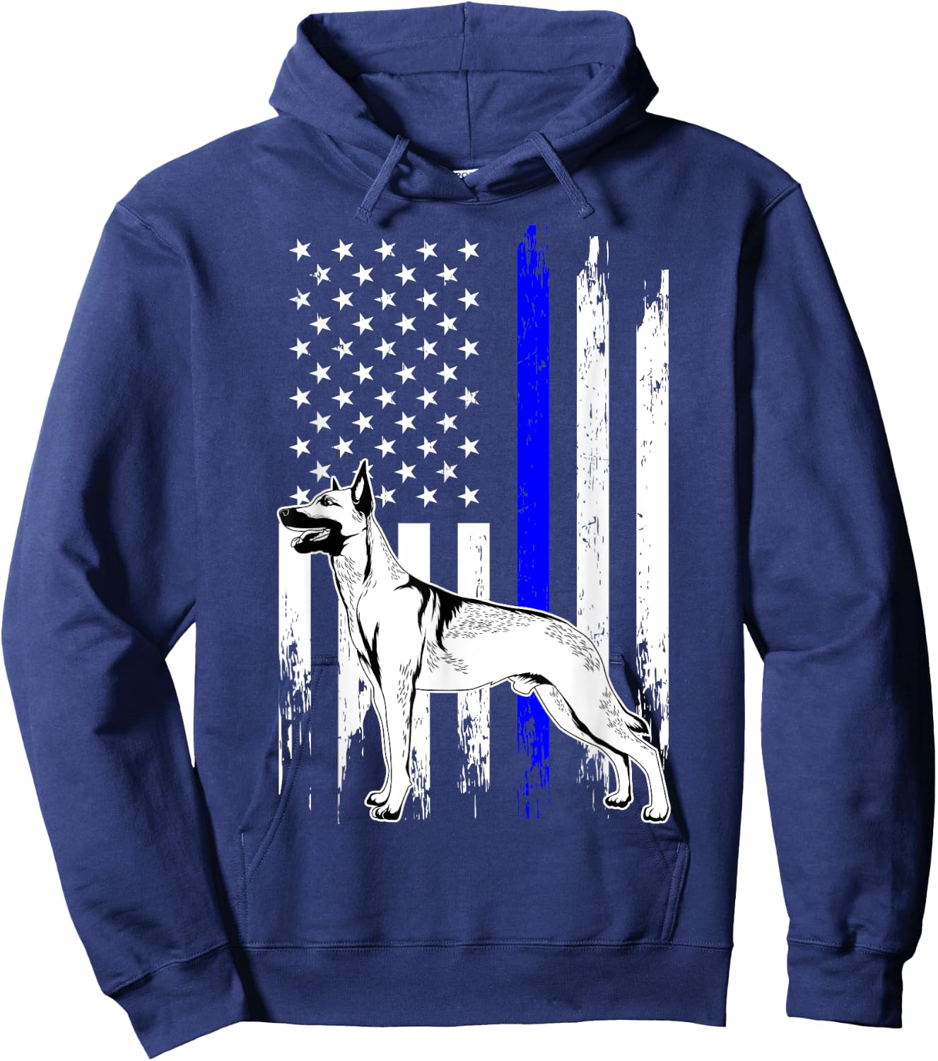 Belgian Malinois K9 Unit Thin Blue Line US Flag Police Gift Hoodie - Hoodie | Navy