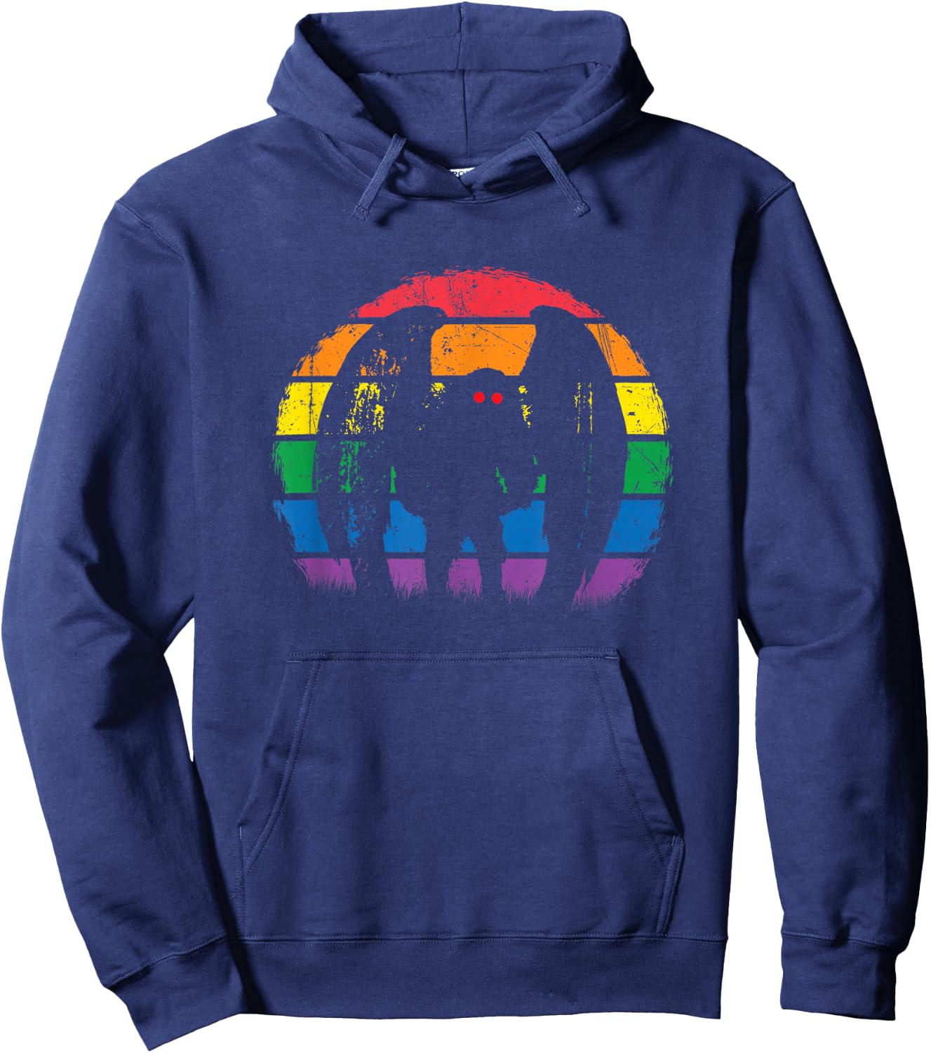 Mothman - Retro Rainbow, Colorful Cryptid Hoodie - Hoodie | Navy
