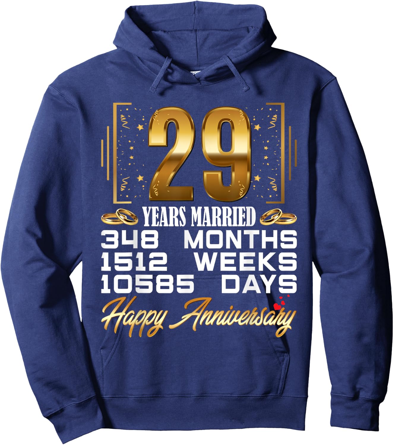 29 Years Married - Funny 29th Wedding Anniversary Hoodie - Hoodie | Navy