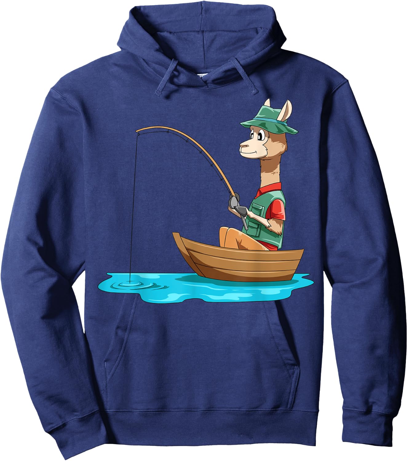 Llama Fishing Llama Fisherman Boat Fishing Lovers Hoodie - Hoodie | Navy