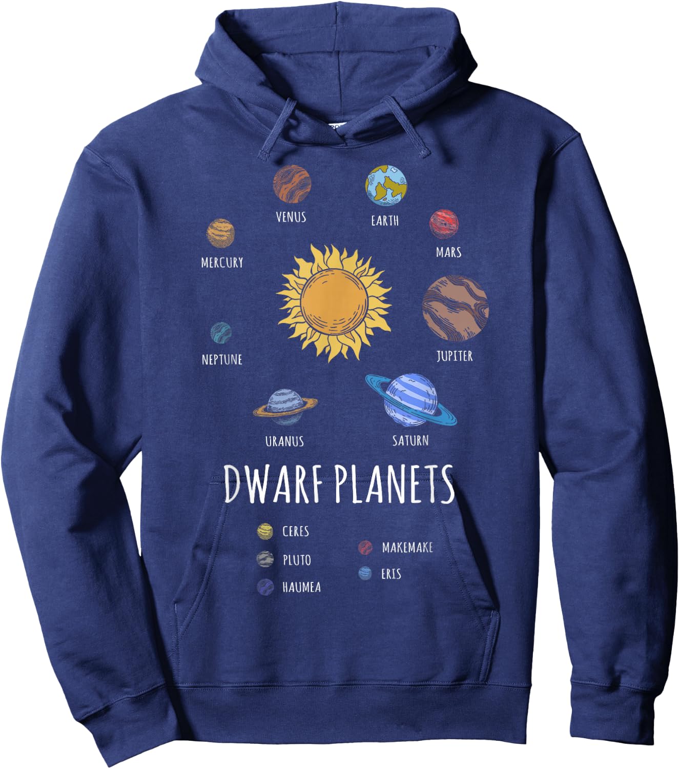 Solar System Dwarf Planets Outer Space Astronaut Hoodie - Hoodie | Navy