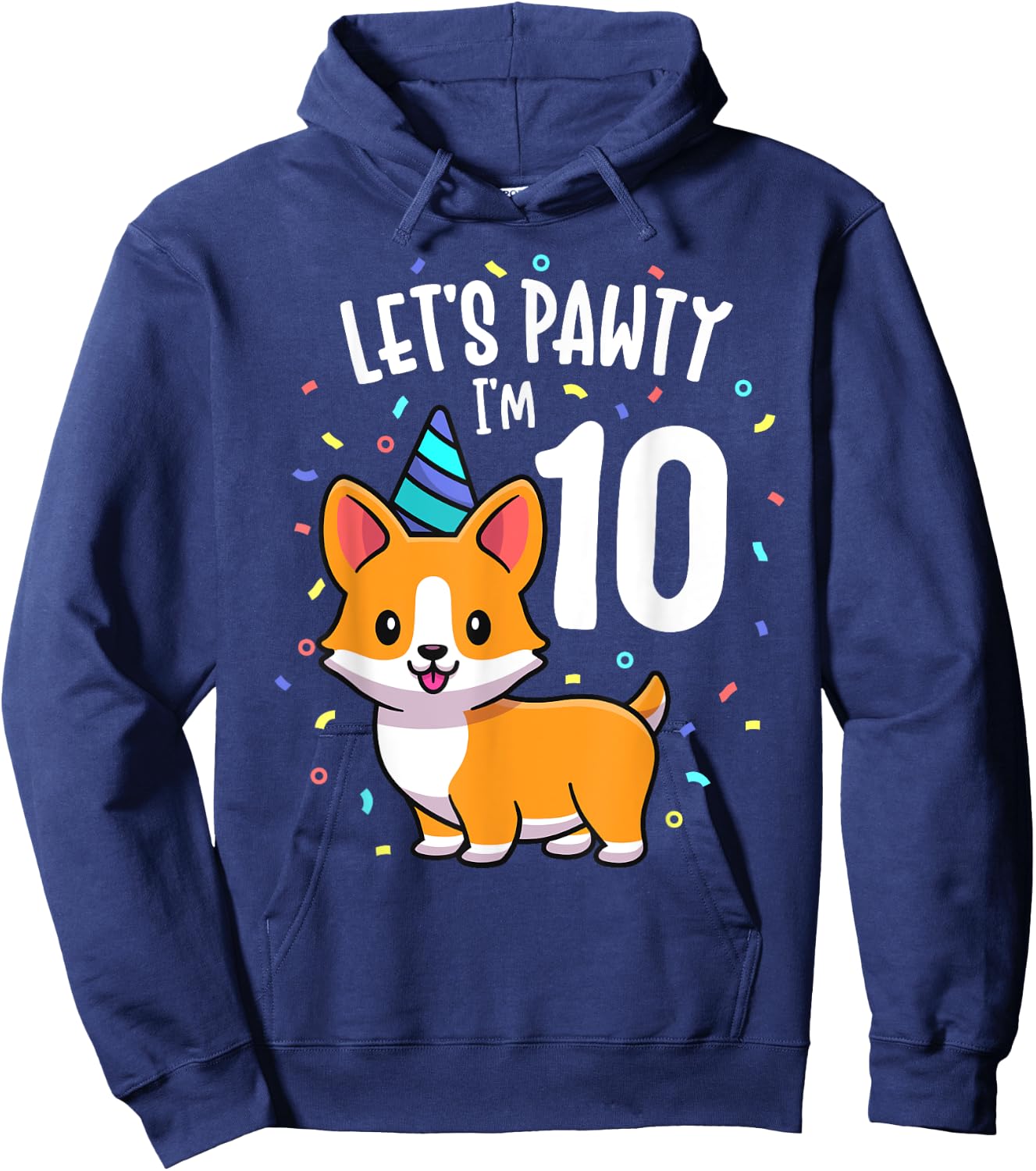 10 Years Old Corgi Dog Lover 10th Birthday Party Outfit Kid Hoodie - Hoodie | Navy
