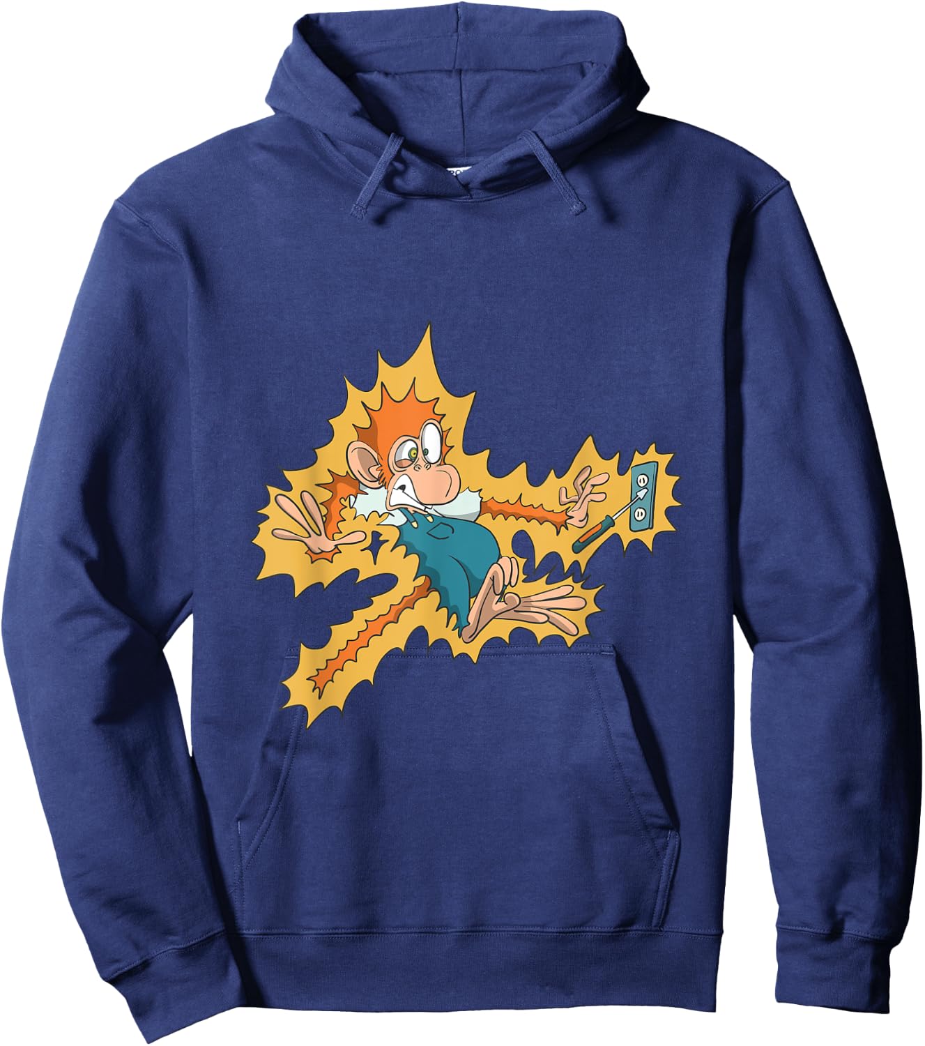 Monkey Electrician Getting Electric Shock Hoodie - Hoodie | Navy