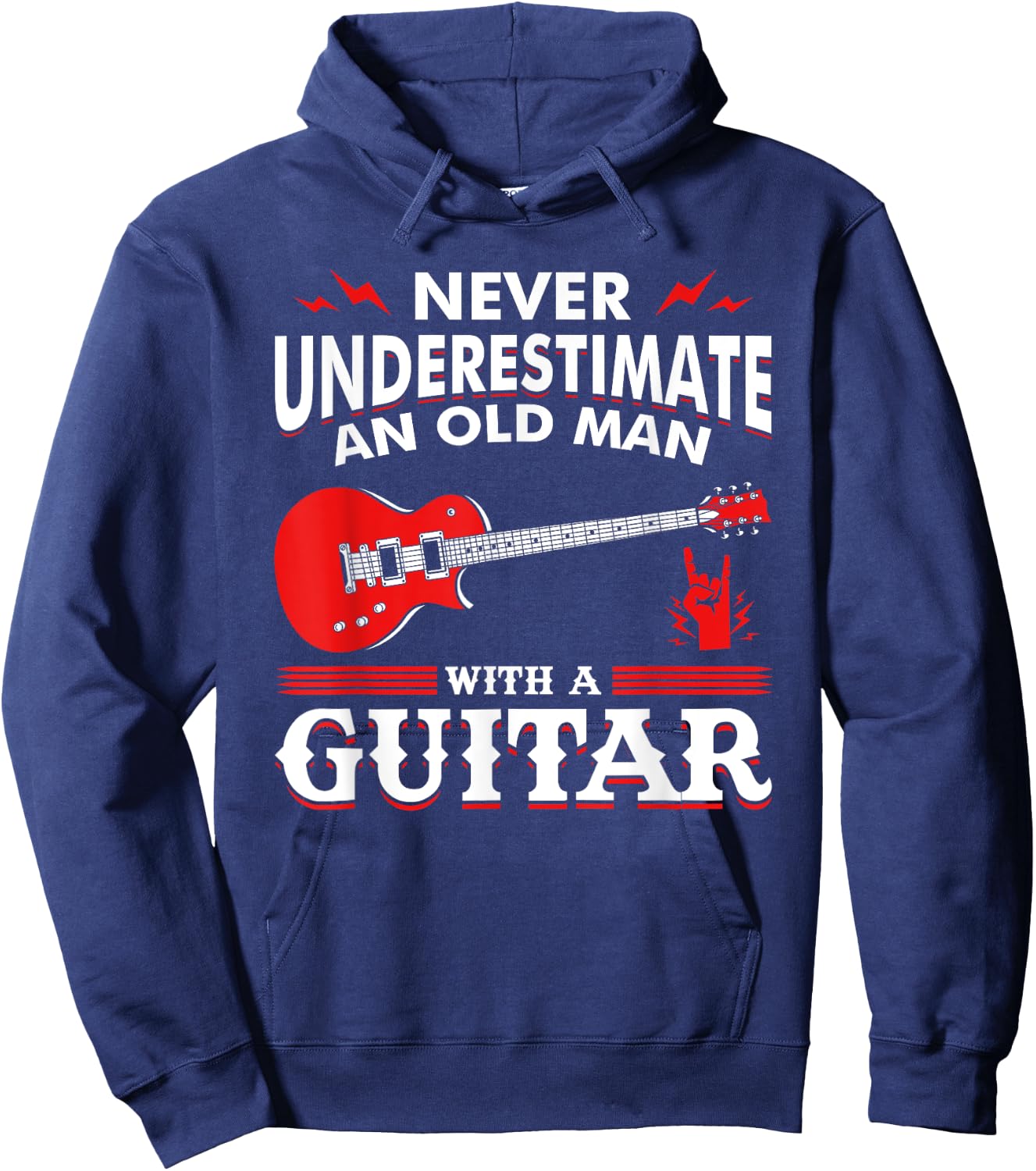 Never Underestimate An Old Man With A Guitar Guitar Hoodie - Hoodie | Navy