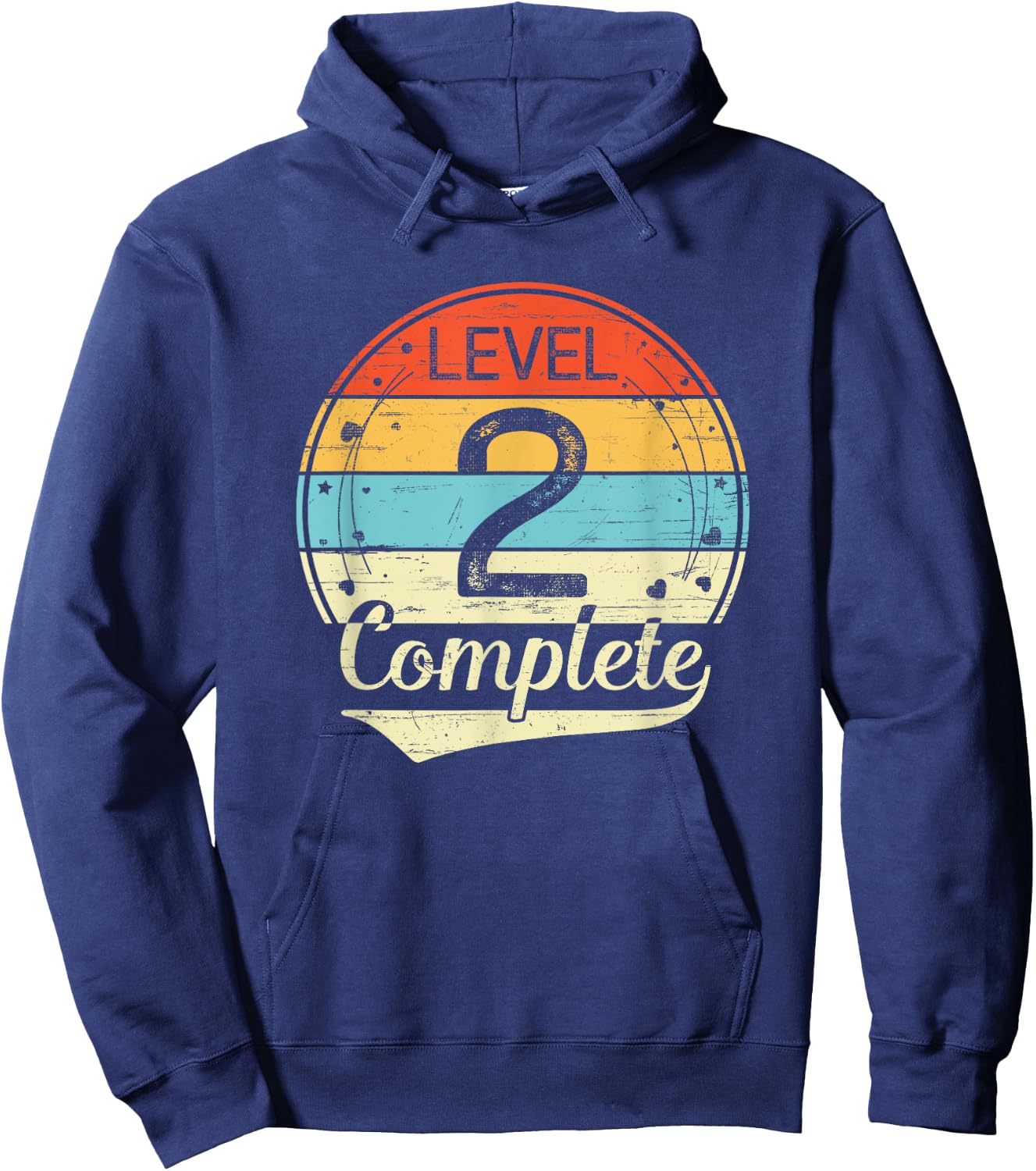 Level 2 Complete Retro 2nd Wedding Anniversary Hoodie - Hoodie | Navy