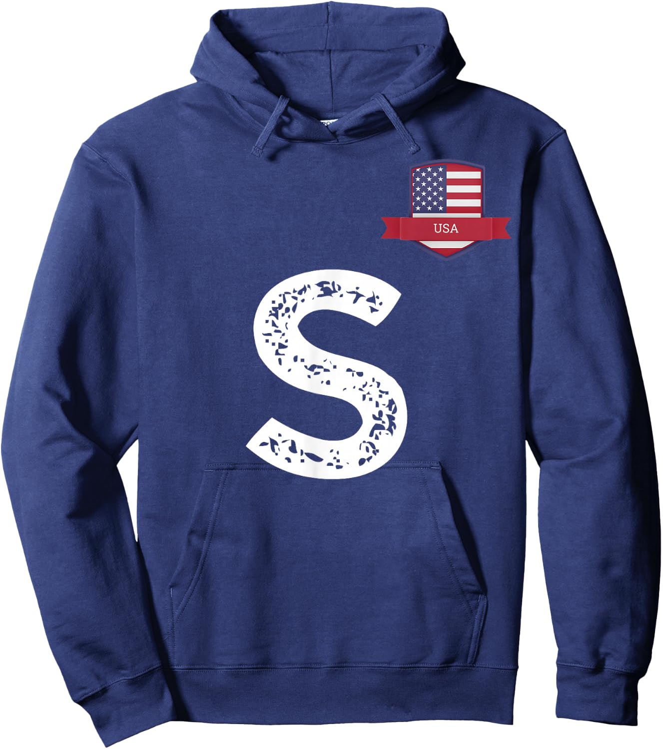 USA Flag Letter S American USA Hoodie - Hoodie | Navy