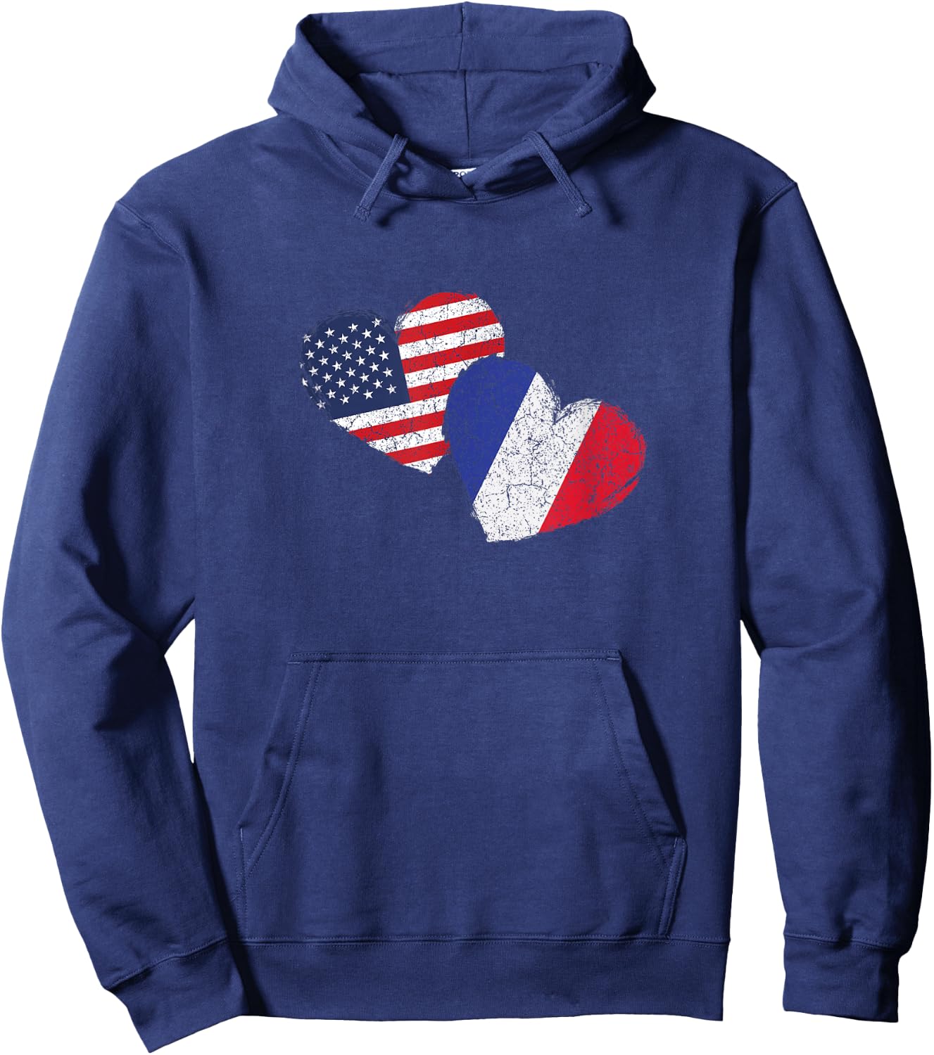 USA France Heart Country Flag American French Hoodie - Hoodie | Navy