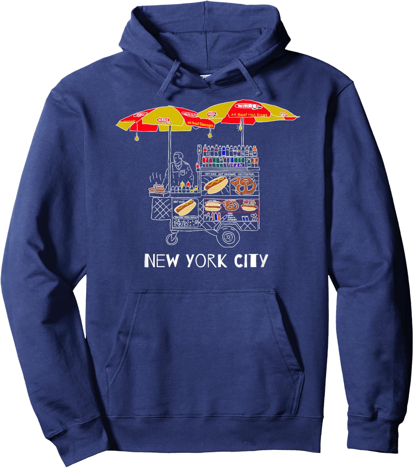 New York City Hot Dog and Pretzel Street Vendor for NYC Fan Hoodie - Hoodie | Navy
