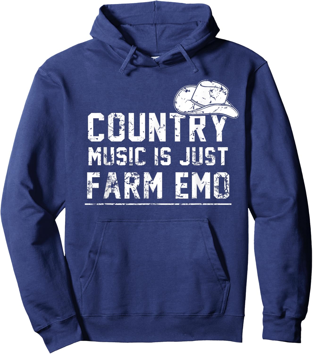 Unique Country Music Is Just Farm Emo Funny Western Hat Hoodie - Hoodie | Navy